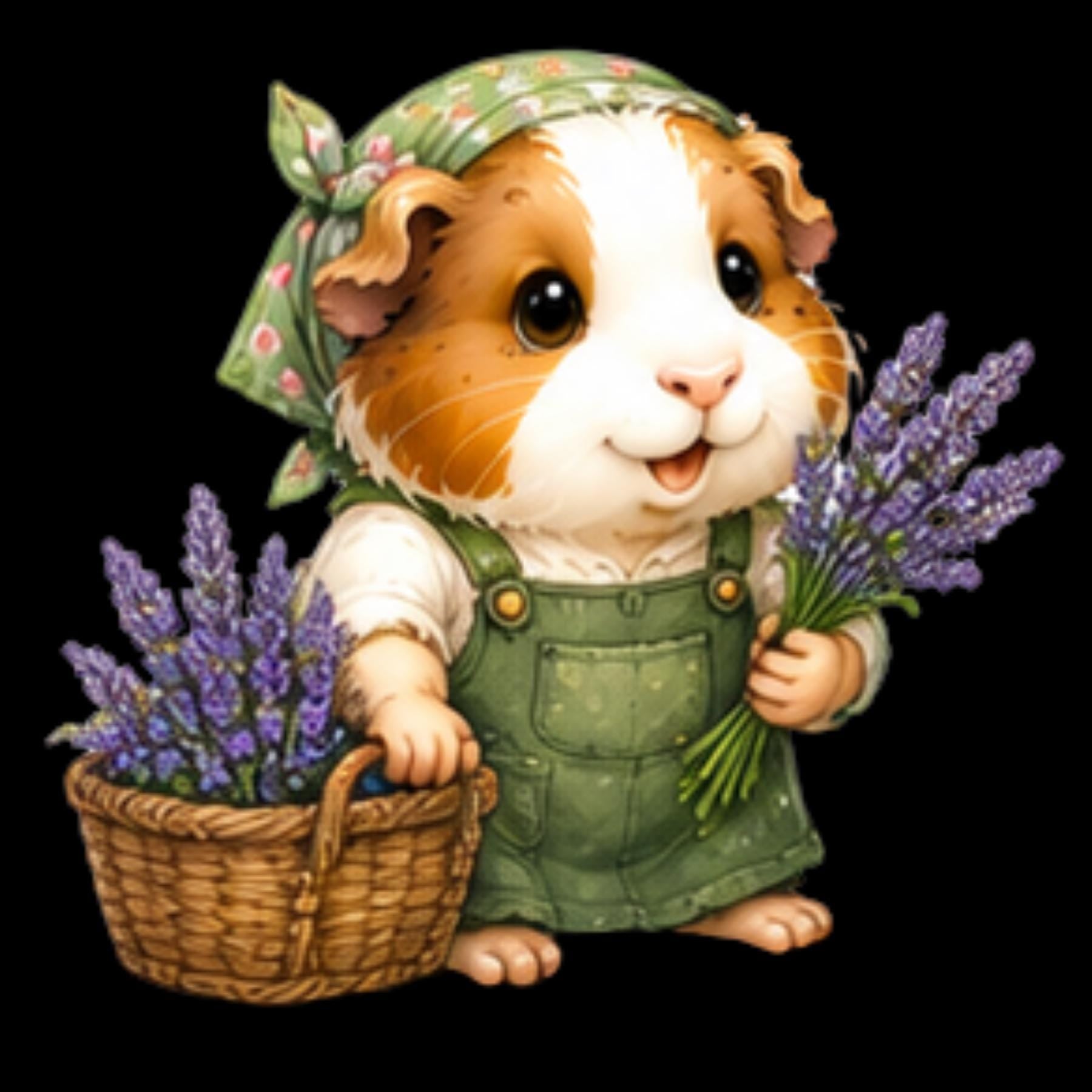 25 Urban Gardening Guinea Pig Clipart, Watercolor Animals PNG (Commercial Use), Excellent Gift!