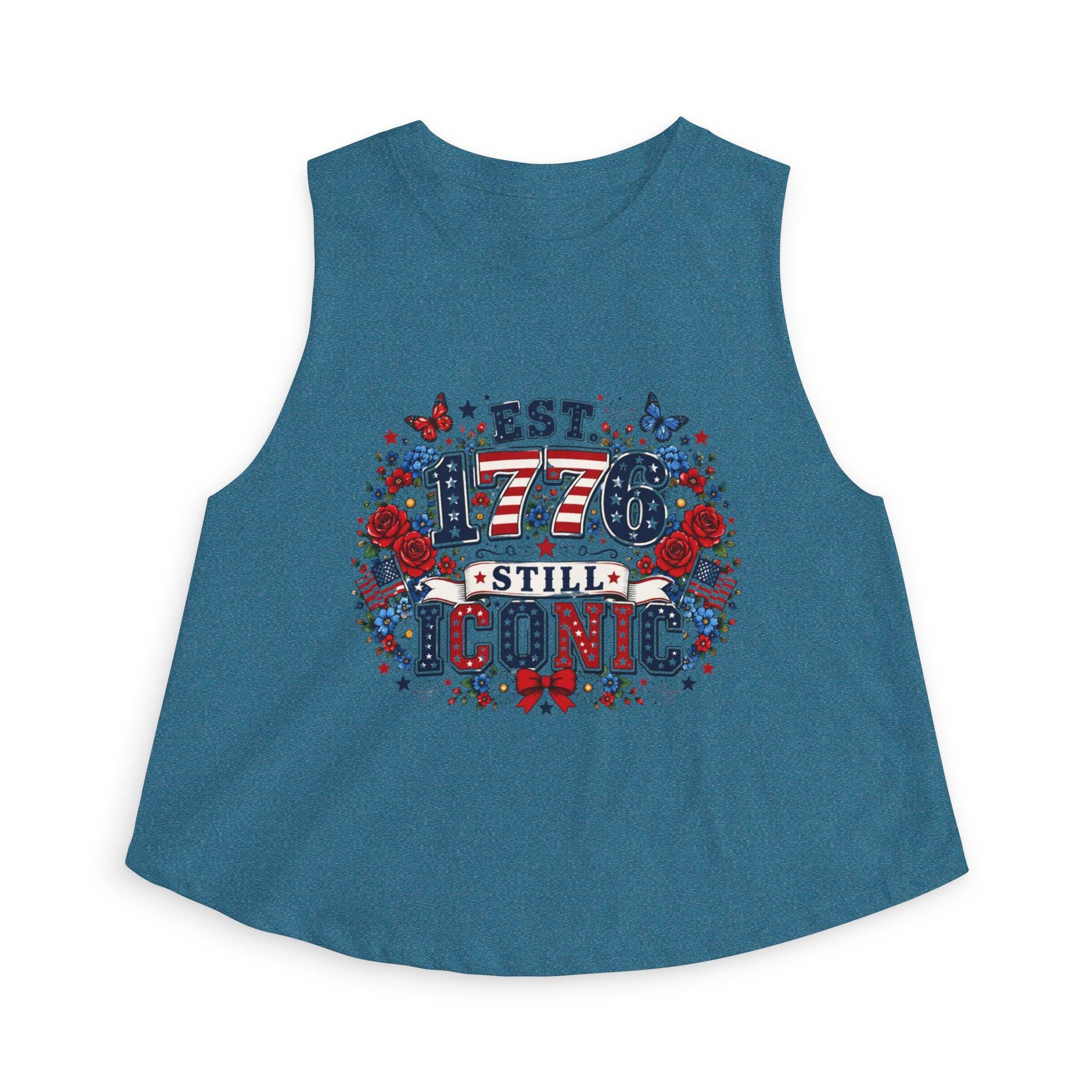 Women's Patriotic Crop Top | Est. 1776 Iconic Graphic, Americana Floral Design, Excellent Gift!