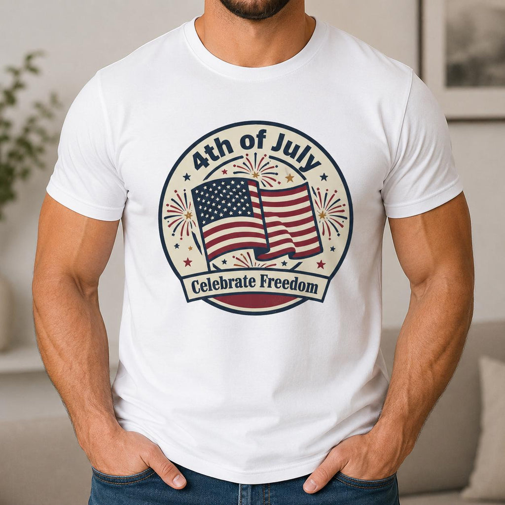 4th of July Flag Emblem T-Shirt | Celebrate Freedom, Fireworks 250th Anniversary, Father's Day Gift, Excellent Gift!