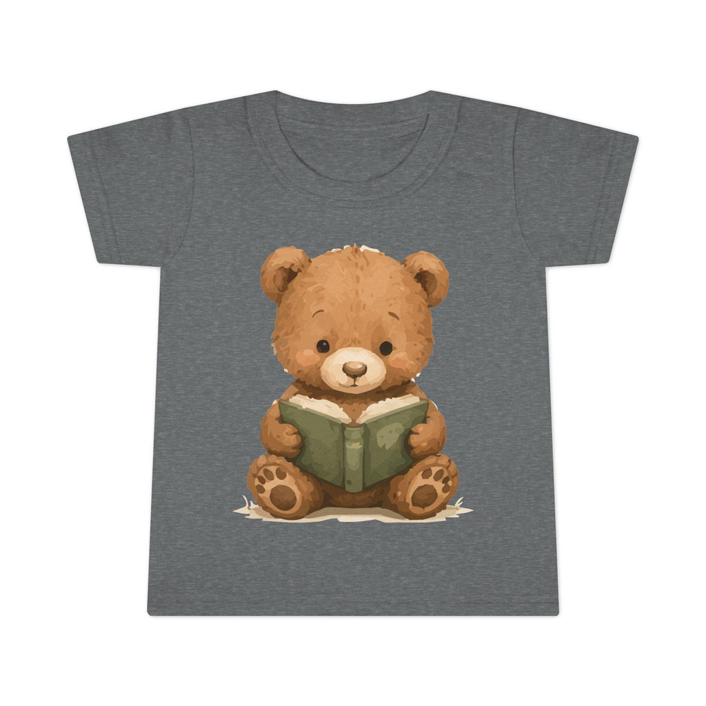 Toddler T-Shirt: Reading Teddy Bear Graphic Tee – Soft Cotton Apparel, Excellent Gift!