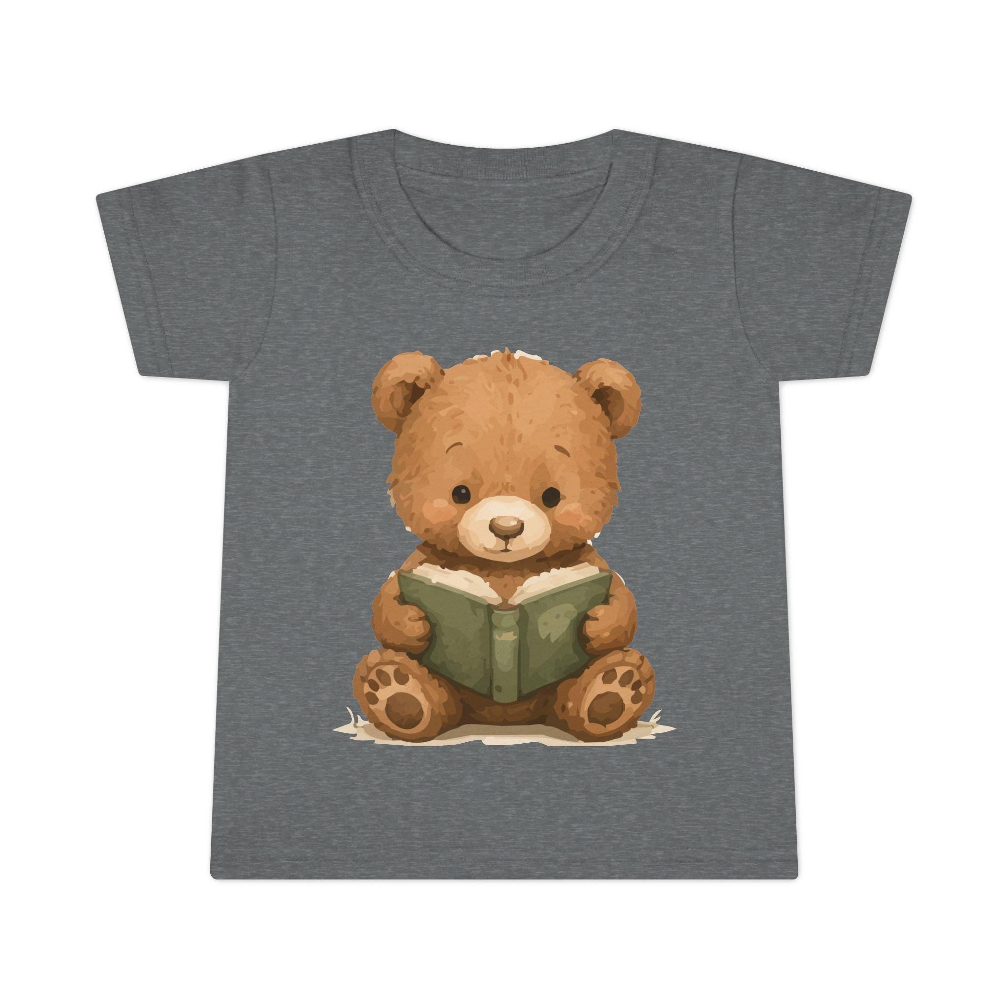 Toddler T-Shirt: Reading Teddy Bear Graphic Tee – Soft Cotton Apparel, Excellent Gift!