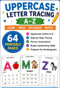 Uppercase Letter Tracing Worksheets Printable, 64 Page Alphabet Handwriting Practice A–Z Preschool Workbook PDF