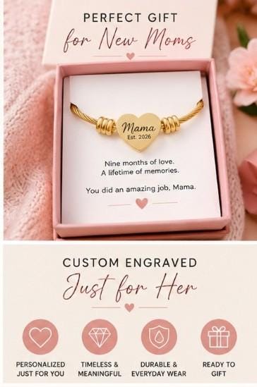 Personalized Heart Cuff Bracelet | Engraved Stainless Steel Push Present 250th Anniversary, Father's Day Gift, Excellent Gift!