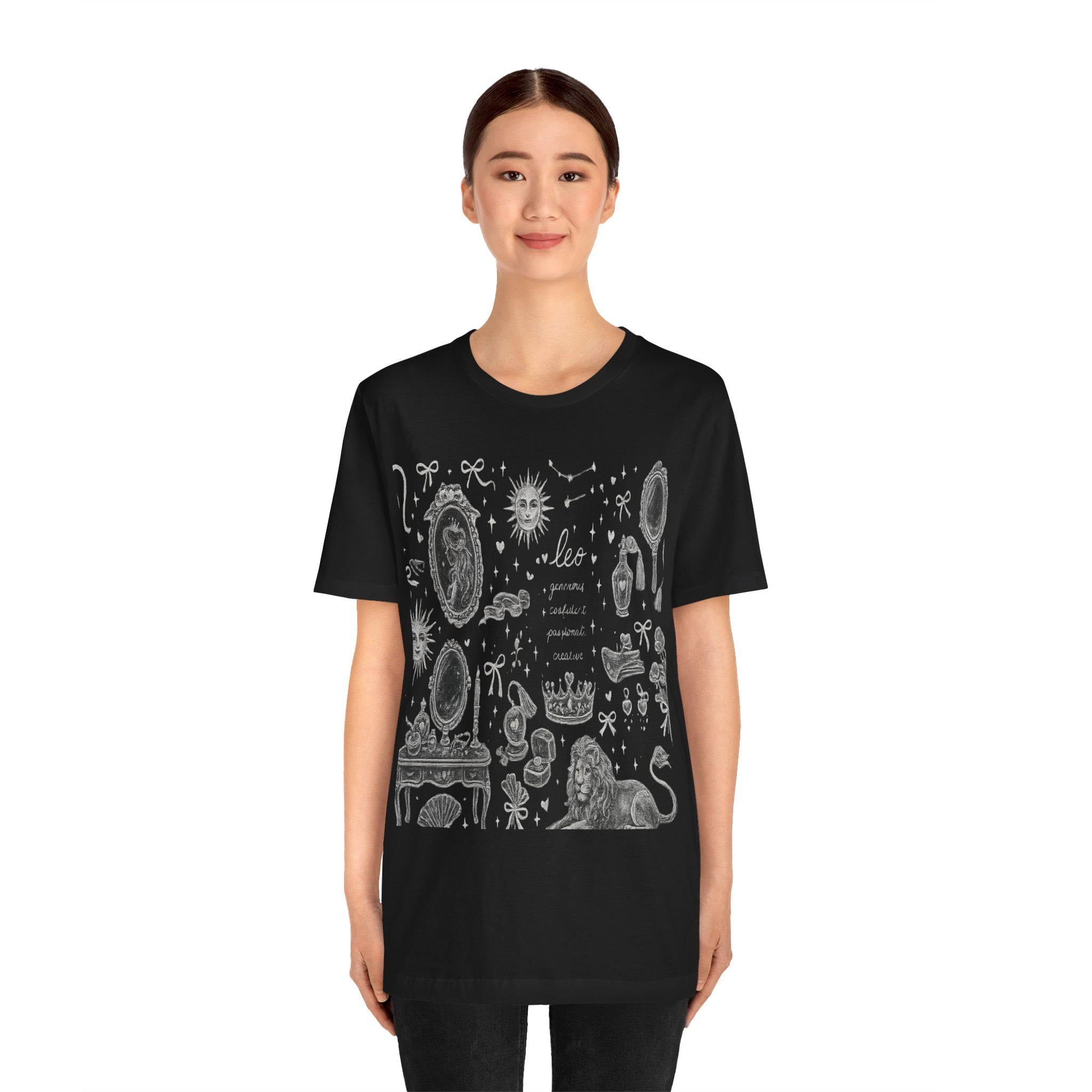 Leo Constellation Illustration T-Shirt | Zodiac Lion Astrology Print, Excellent Gift!