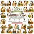 25 Urban Gardening Guinea Pig Clipart, Watercolor Animals PNG (Commercial Use), Excellent Gift!