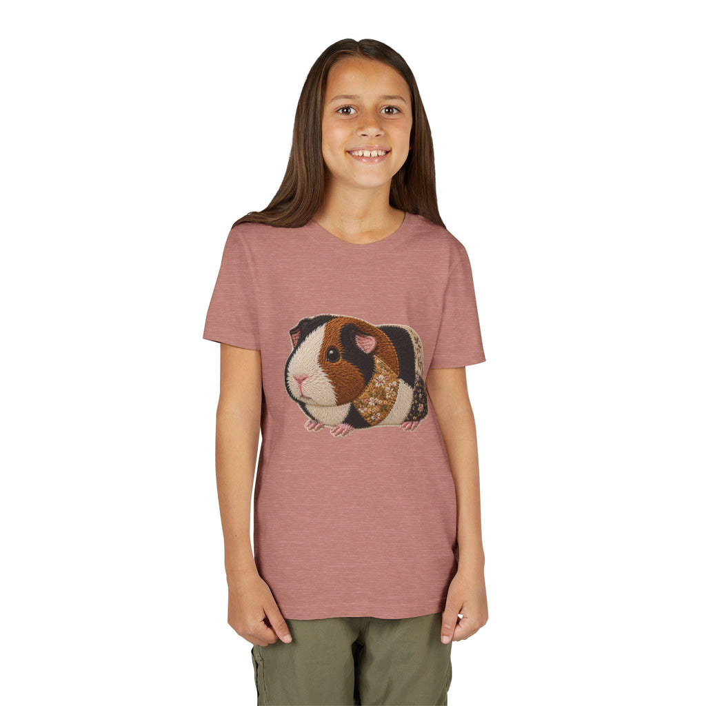 Patchwork Guinea Pig Youth Tee | Embroidered Style Quilted Shirt, Excellent Gift!