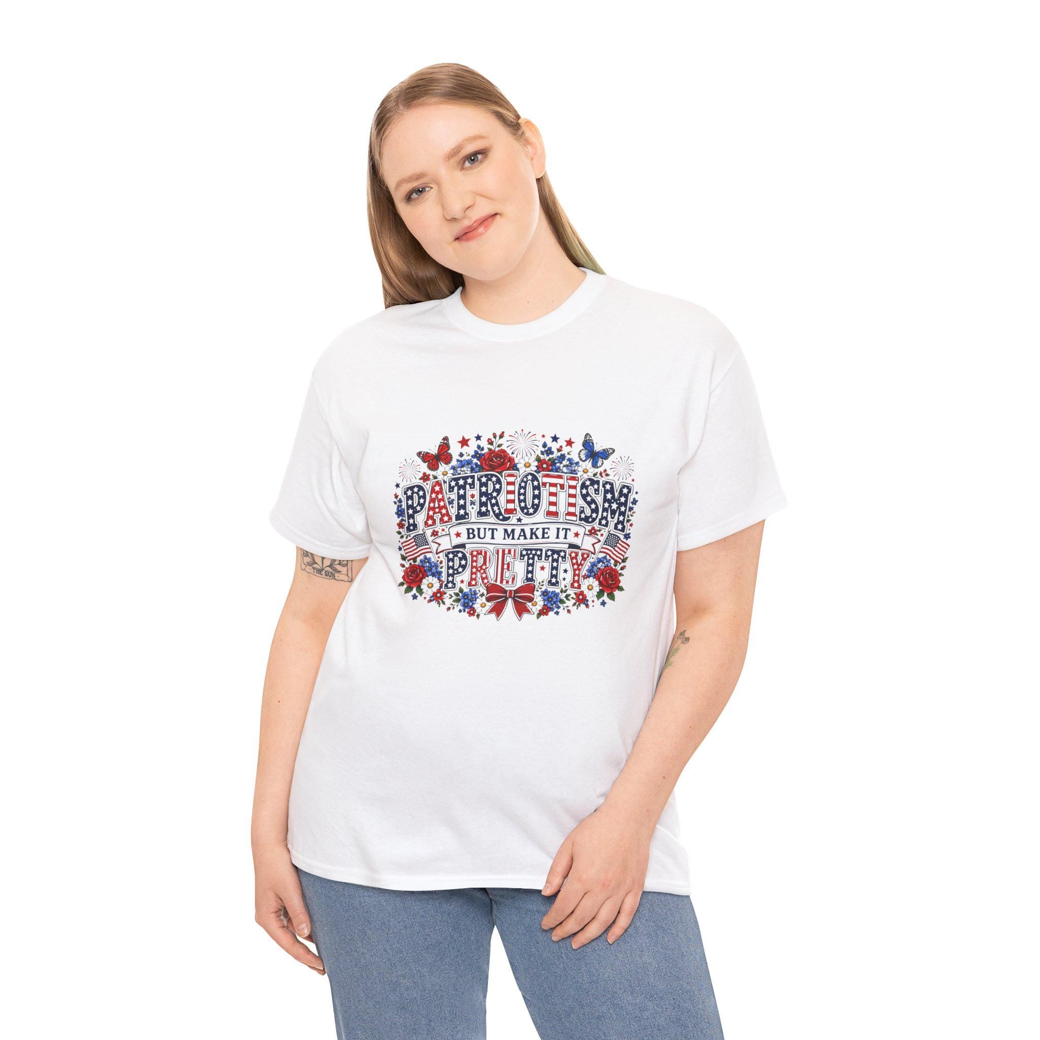 Patriotic Floral Typography Tee | Red White Blue Stars, 250th Anniversary USA, Excellent Gift!