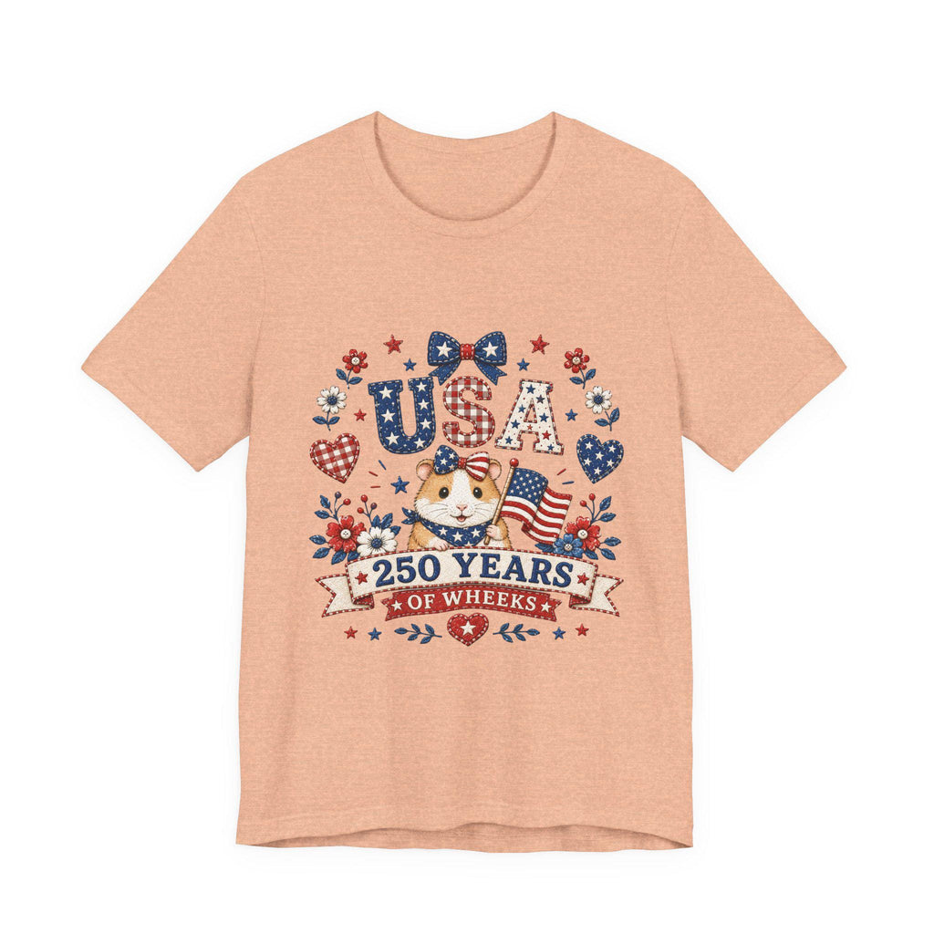 USA Guinea Pig 250 Years of Wheels T-Shirt | Patriotic American Flag Hamster Tee, Excellent Gift!