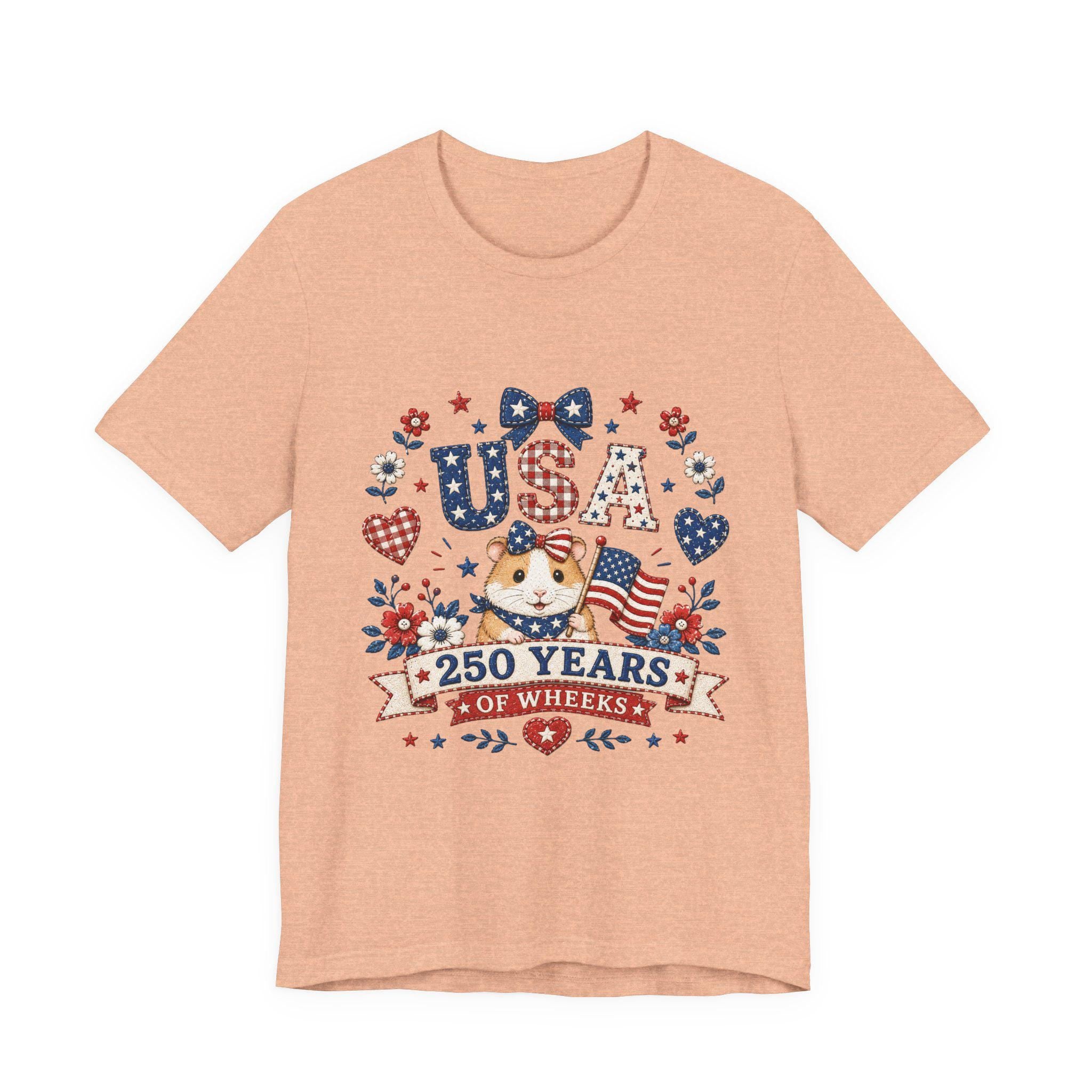 USA Guinea Pig 250 Years of Wheels T-Shirt | Patriotic American Flag Hamster Tee, Excellent Gift!
