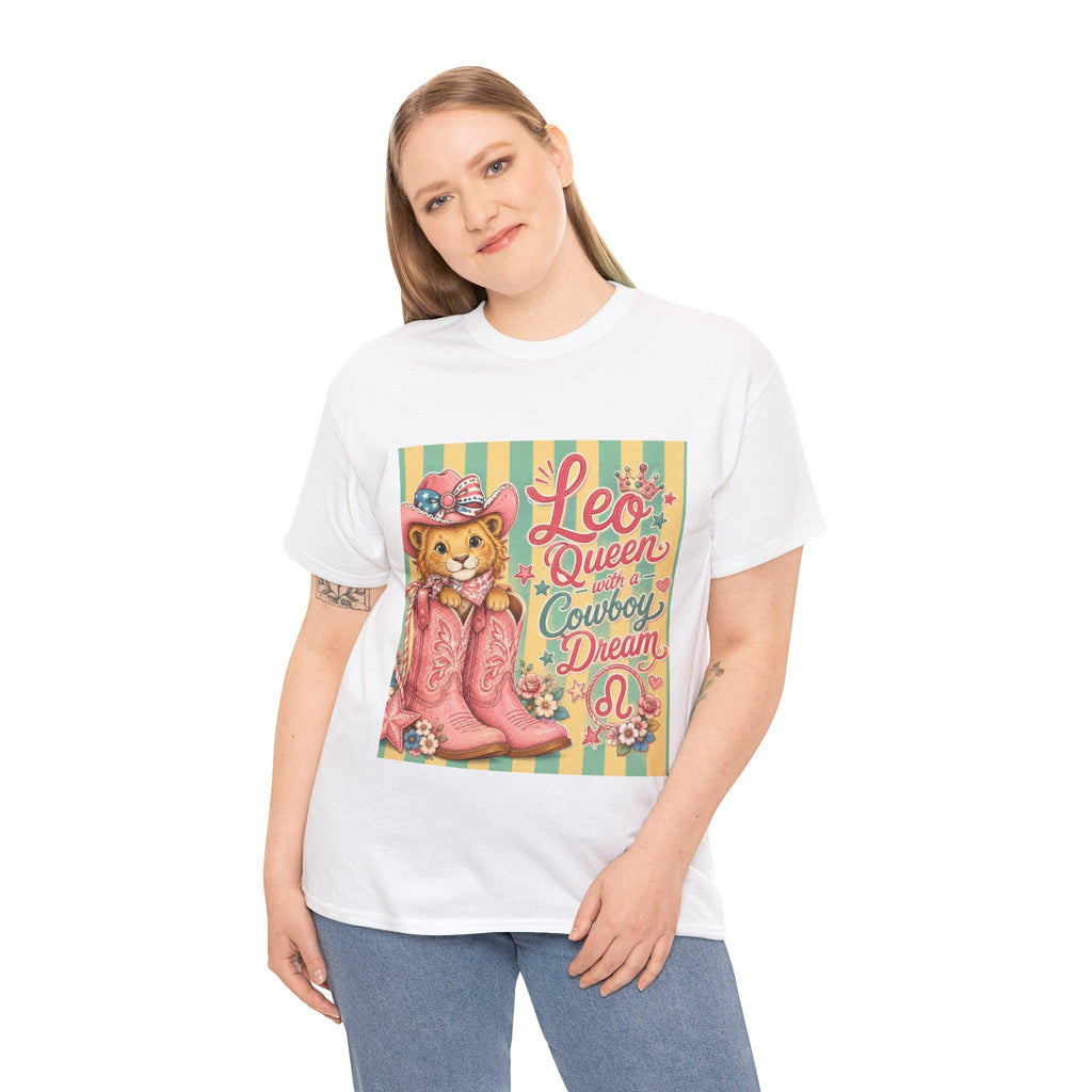 Leo Queen Cowboy Boots Graphic Tee | Vintage Western Cat Shirt, Excellent Gift!