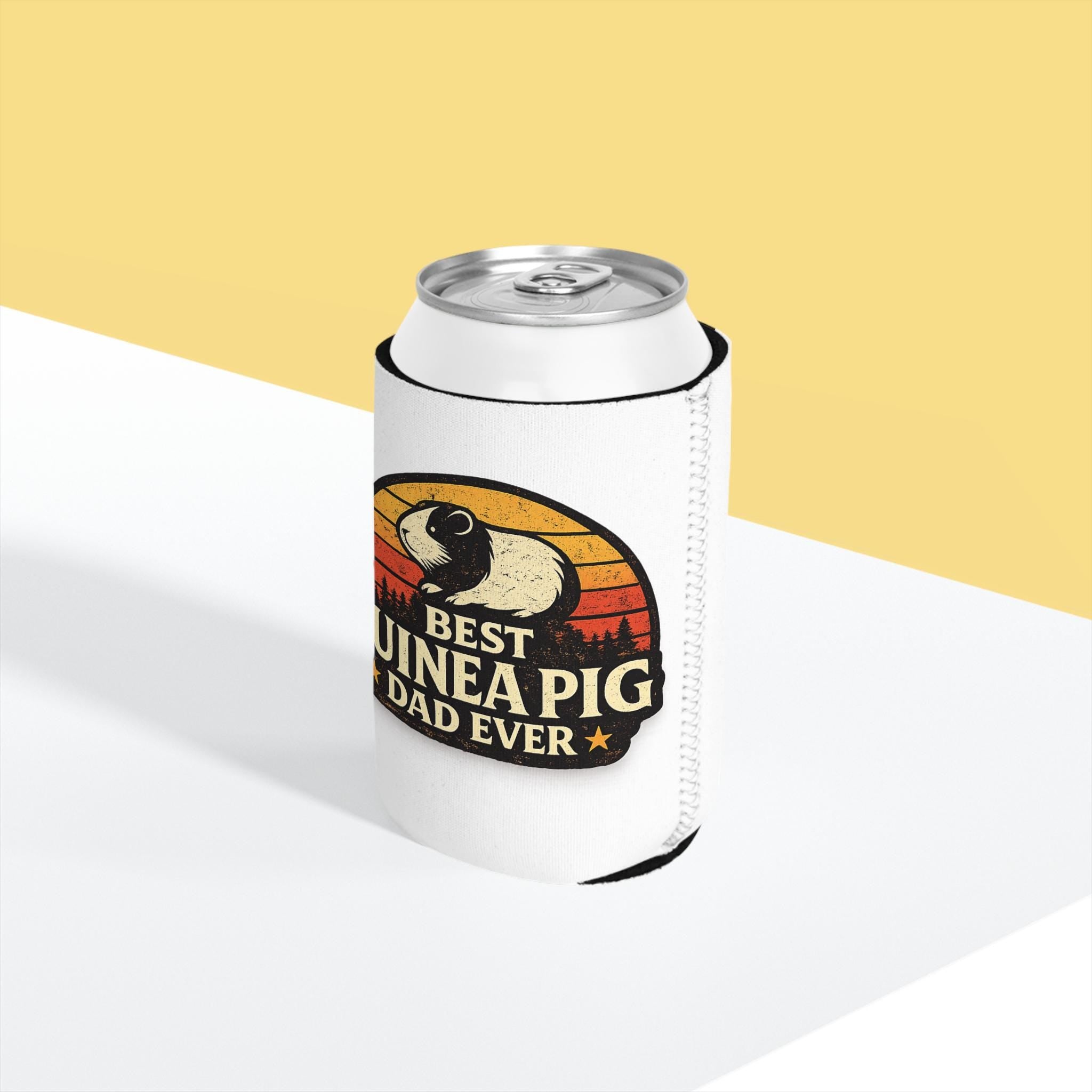 Retro Guinea Pig Dad Can Cooler Sleeve | Neoprene Drink Holder, Excellent Gift!