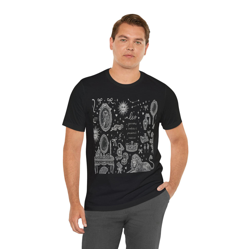 Leo Constellation Illustration T-Shirt | Zodiac Lion Astrology Print, Excellent Gift!