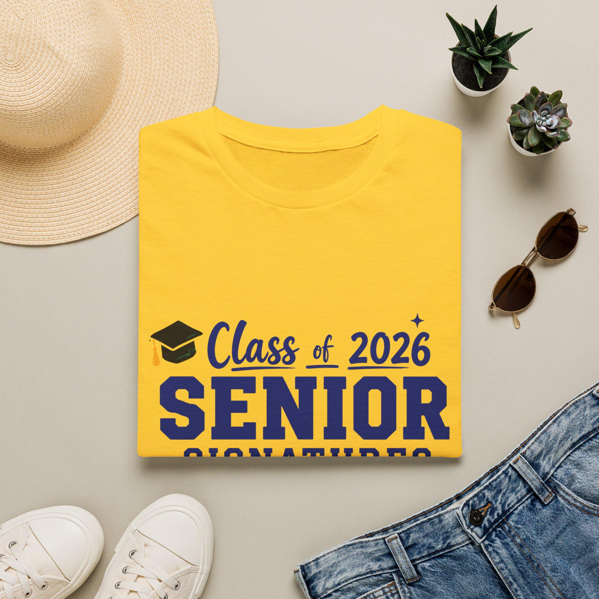 Class of 2026 Senior Signatures T-Shirt | Graduation Cap Design