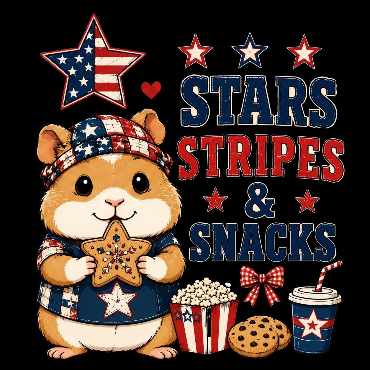 Hamster Fourth of July T-Shirt | Patriotic Stars Stripes Snacks Tee, Excellent Gift!