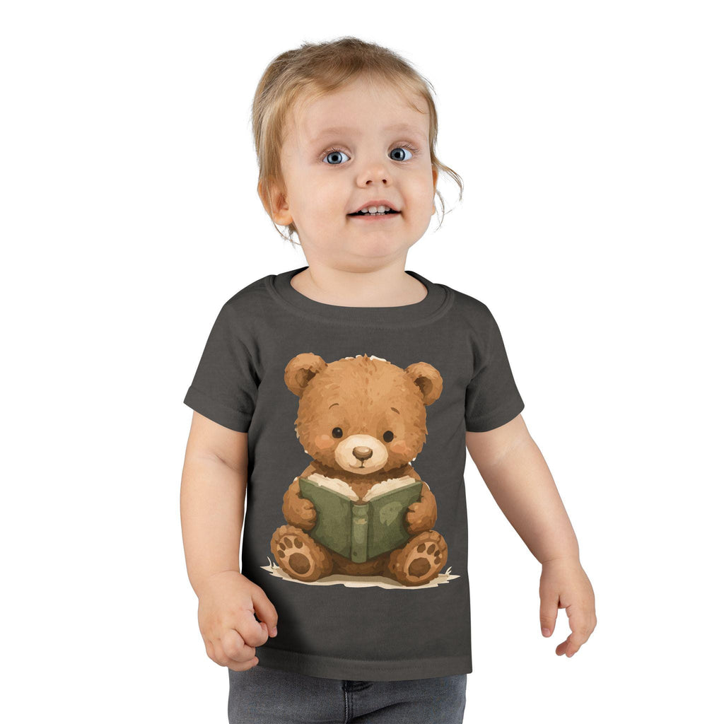 Toddler T-Shirt: Reading Teddy Bear Graphic Tee – Soft Cotton Apparel, Excellent Gift!