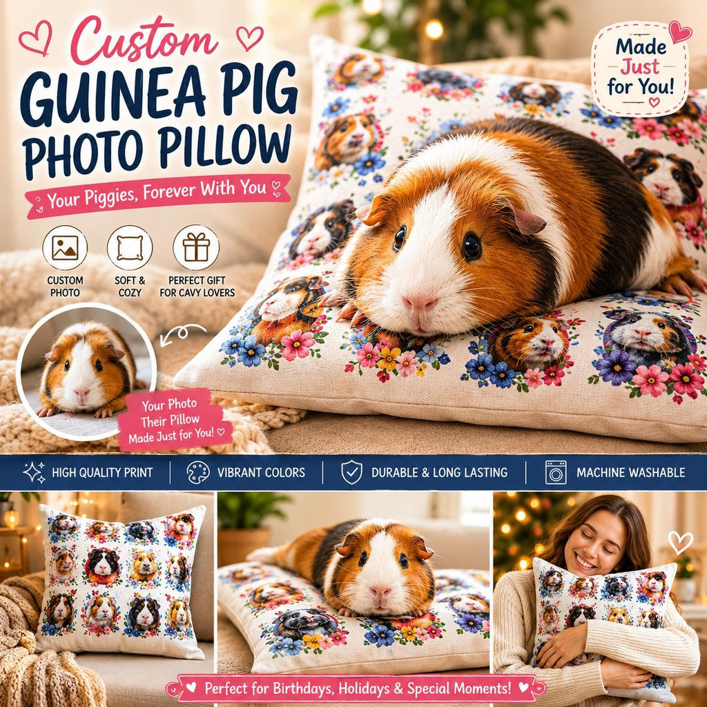 Custom Guinea Pig Photo Pillow, Space Astronaut Cavy Lover Gift, Excellent Gift!