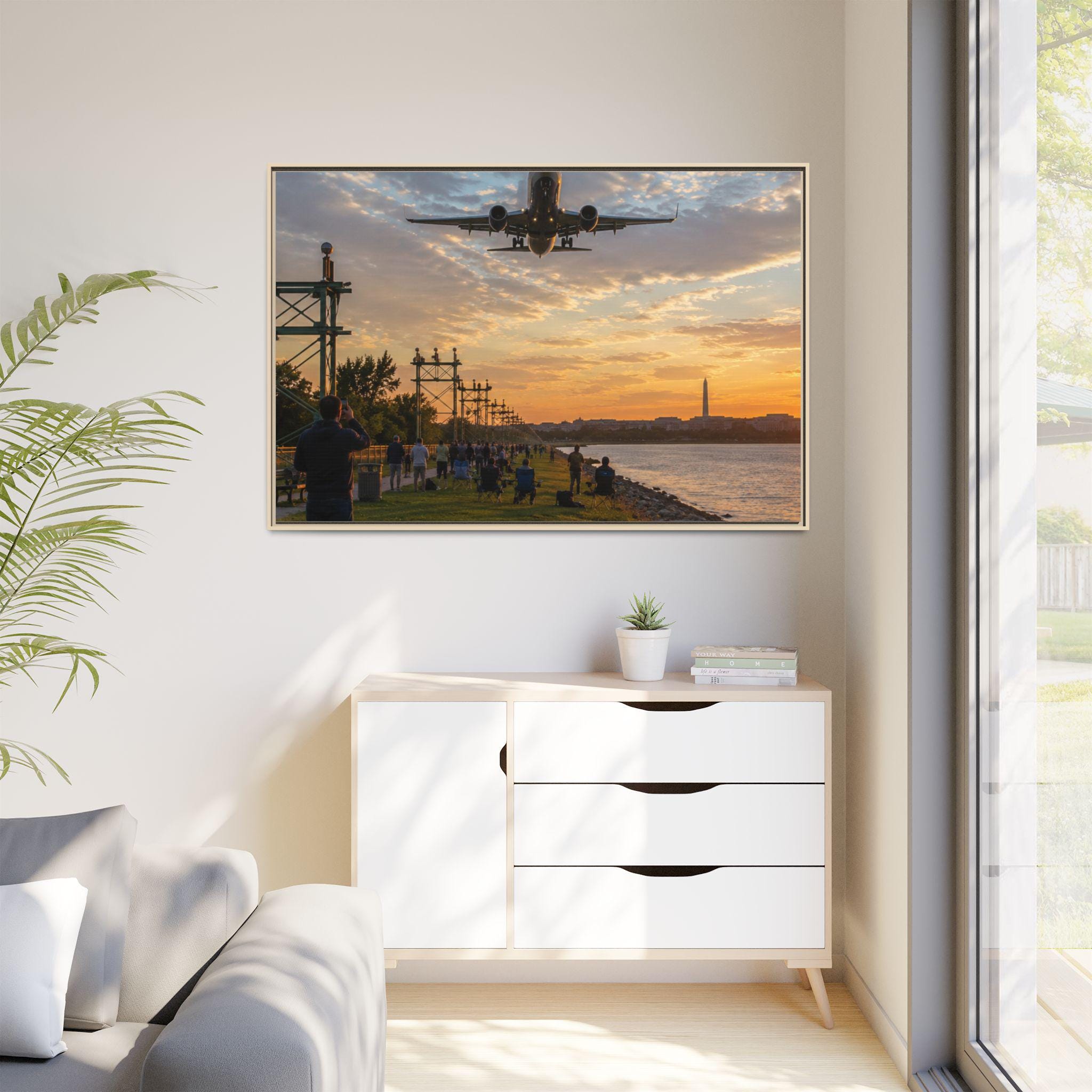 Gravelly Point Plane Landing Photography | Arlington Potomac Sunset (Digital Print), Excellent Gift!