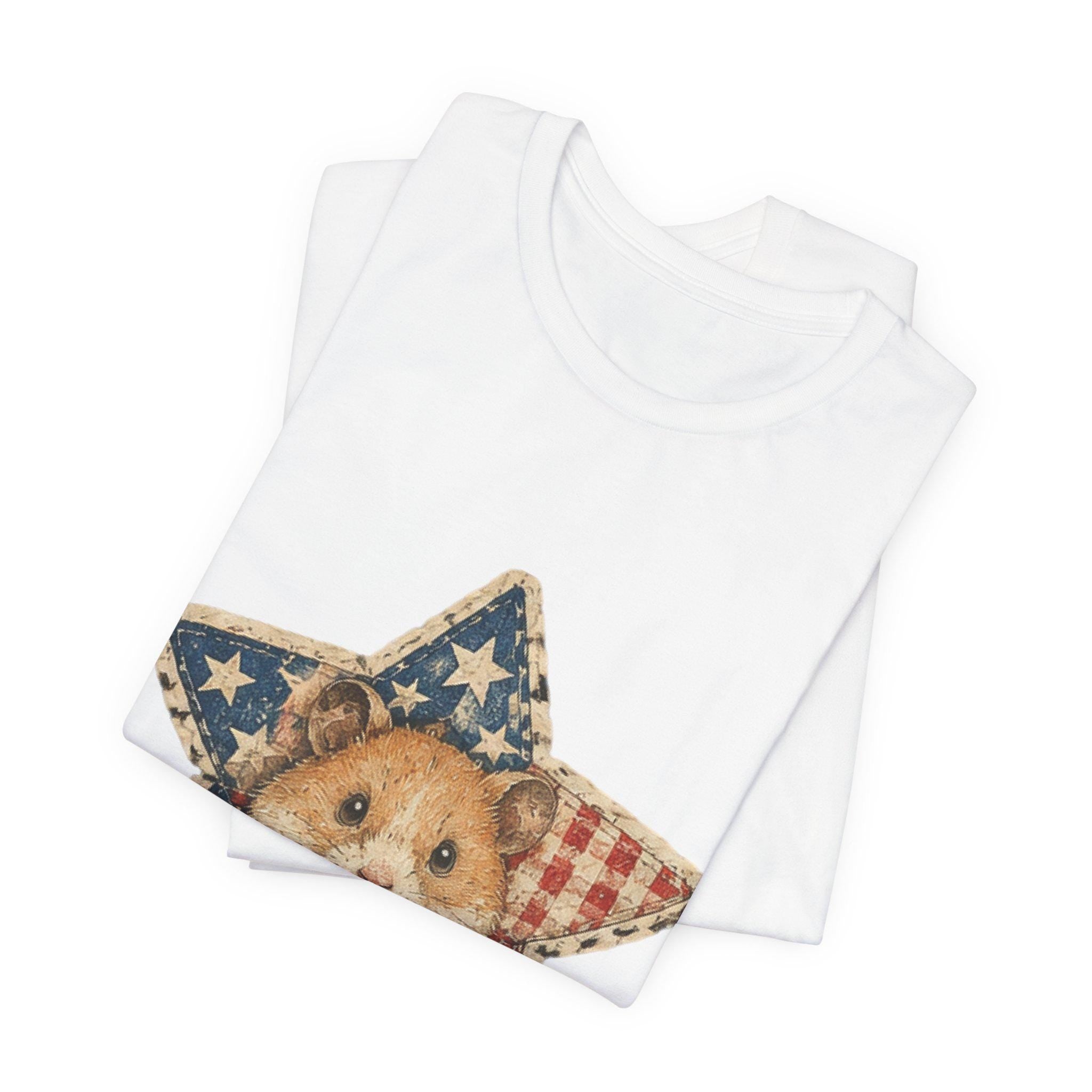 Patriotic Star Hamster T-Shirt | Americana Flag Star Tee, Excellent Gift!