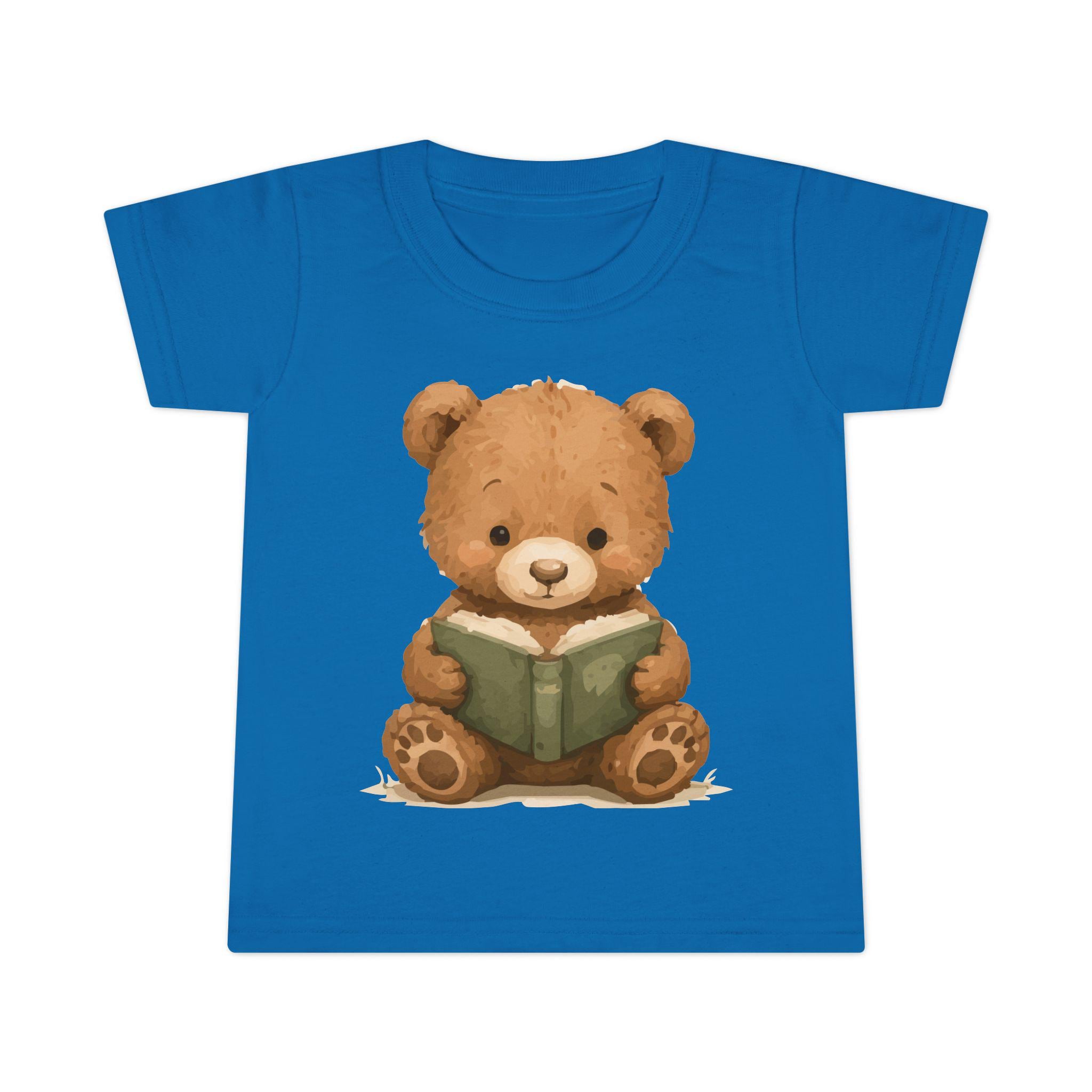 Toddler T-Shirt: Reading Teddy Bear Graphic Tee – Soft Cotton Apparel, Excellent Gift!