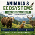 Animals and Ecosystems Homeschool Packet Printable, Habitat Worksheets, Elementary Science Unit Study PDF