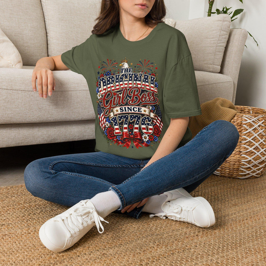 Original Girl Boss T-Shirt | Patriotic 1776 Stars Stripes Graphic Tee, Excellent Gift!