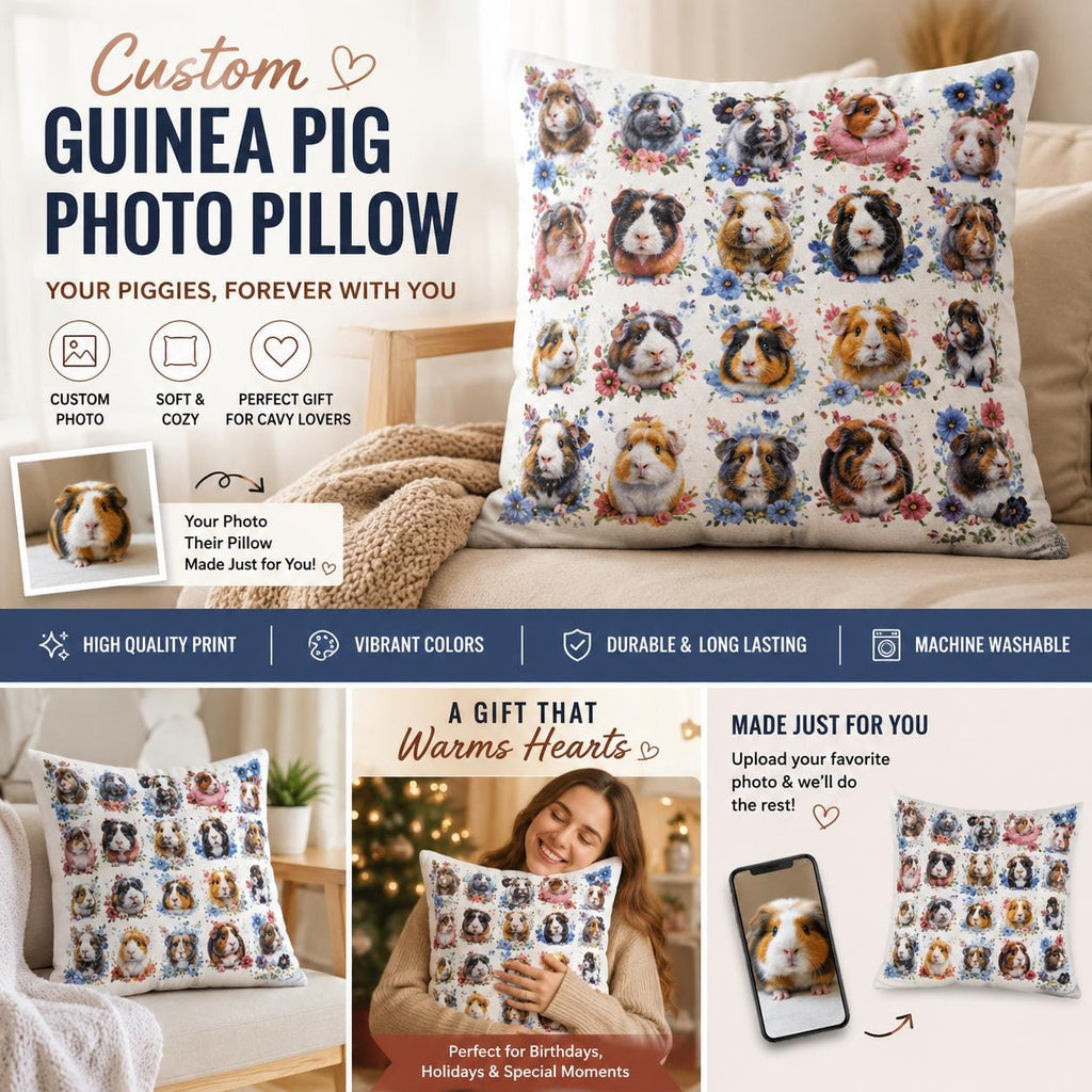 Custom Guinea Pig Photo Pillow, Space Astronaut Cavy Lover Gift, Excellent Gift!