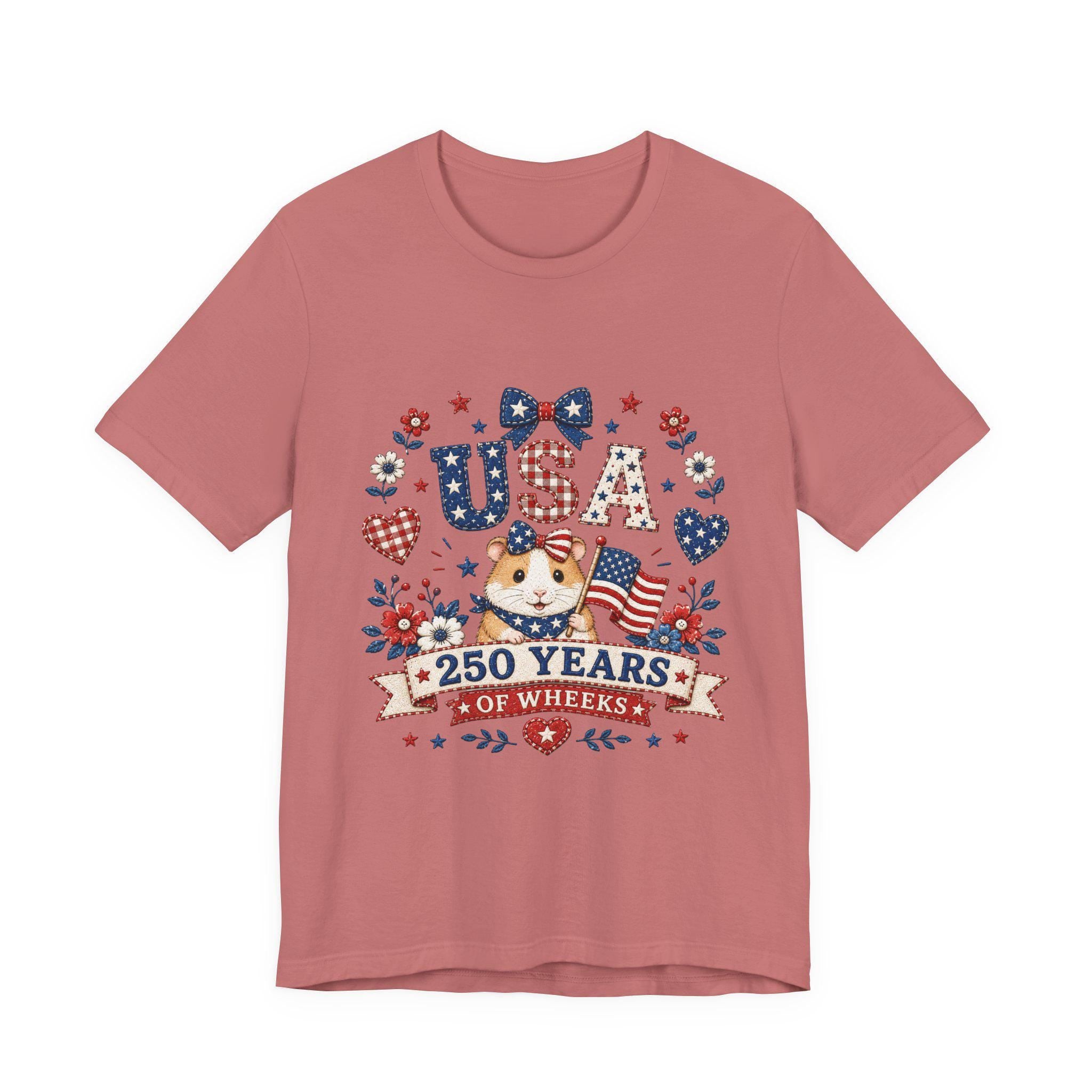 USA Guinea Pig 250 Years of Wheels T-Shirt | Patriotic American Flag Hamster Tee, Excellent Gift!