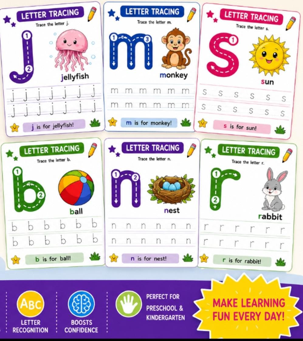 Preschool Letter Number Tracing Workbook Bundle, Uppercase, Lowercase, Numbers (198 Pages)