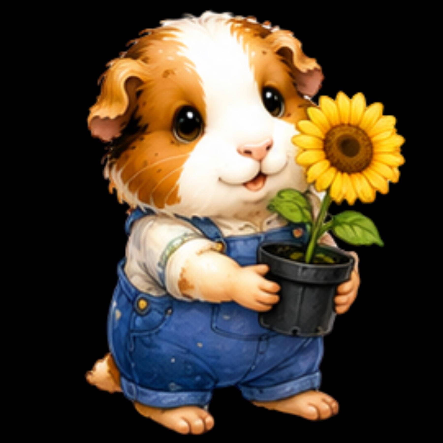 25 Urban Gardening Guinea Pig Clipart, Watercolor Animals PNG (Commercial Use), Excellent Gift!