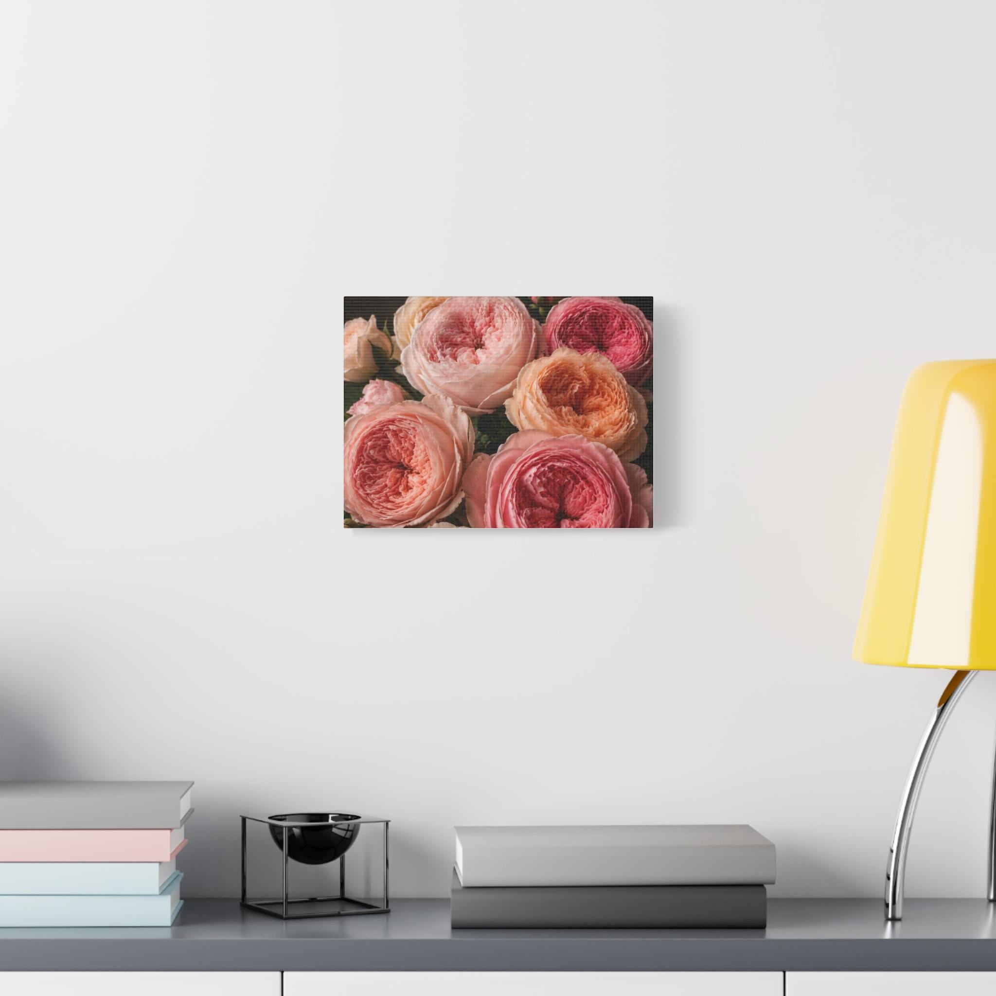 Pink Garden Roses Canvas, Excellent Gift!