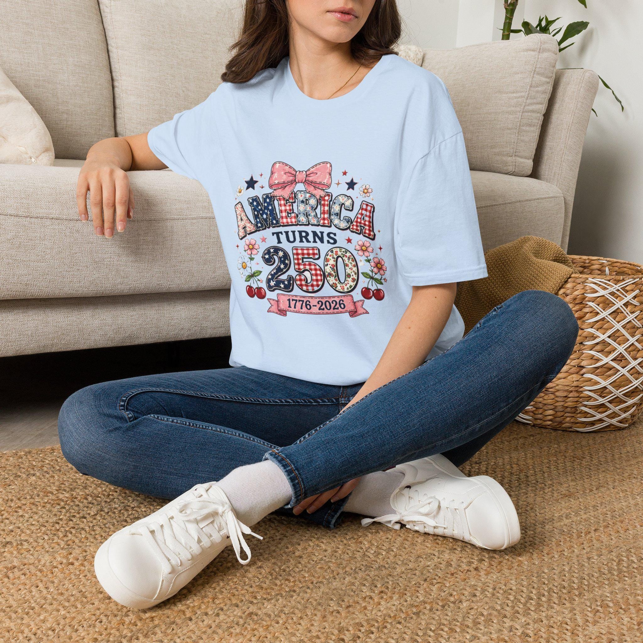 America Turns 250 T-Shirt | Vintage Americana Patriotic Bow Tee, Excellent Gift!