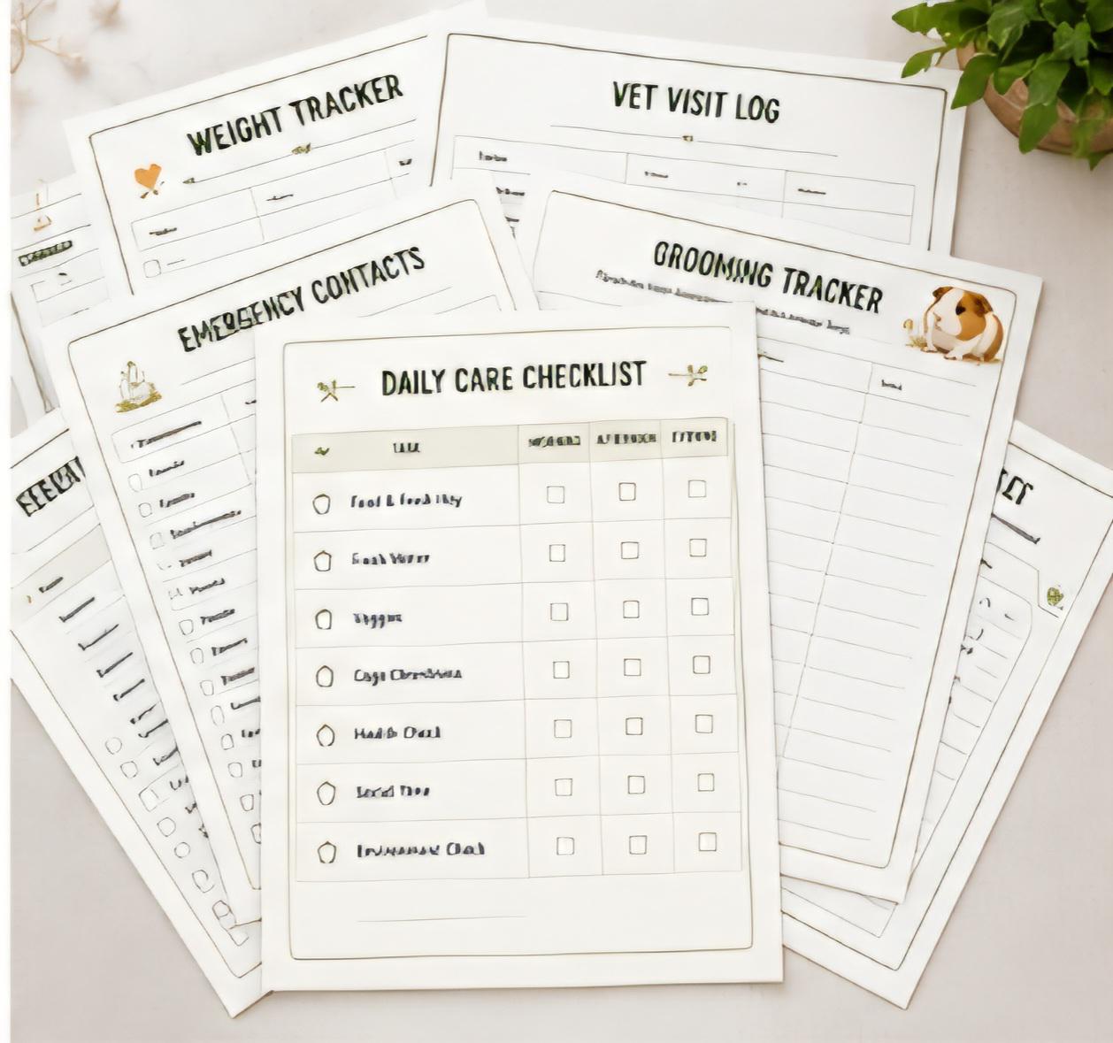 Guinea Pig Health and Care Planner Bundle, Daily Feeding Weight Tracker (Digital Download)