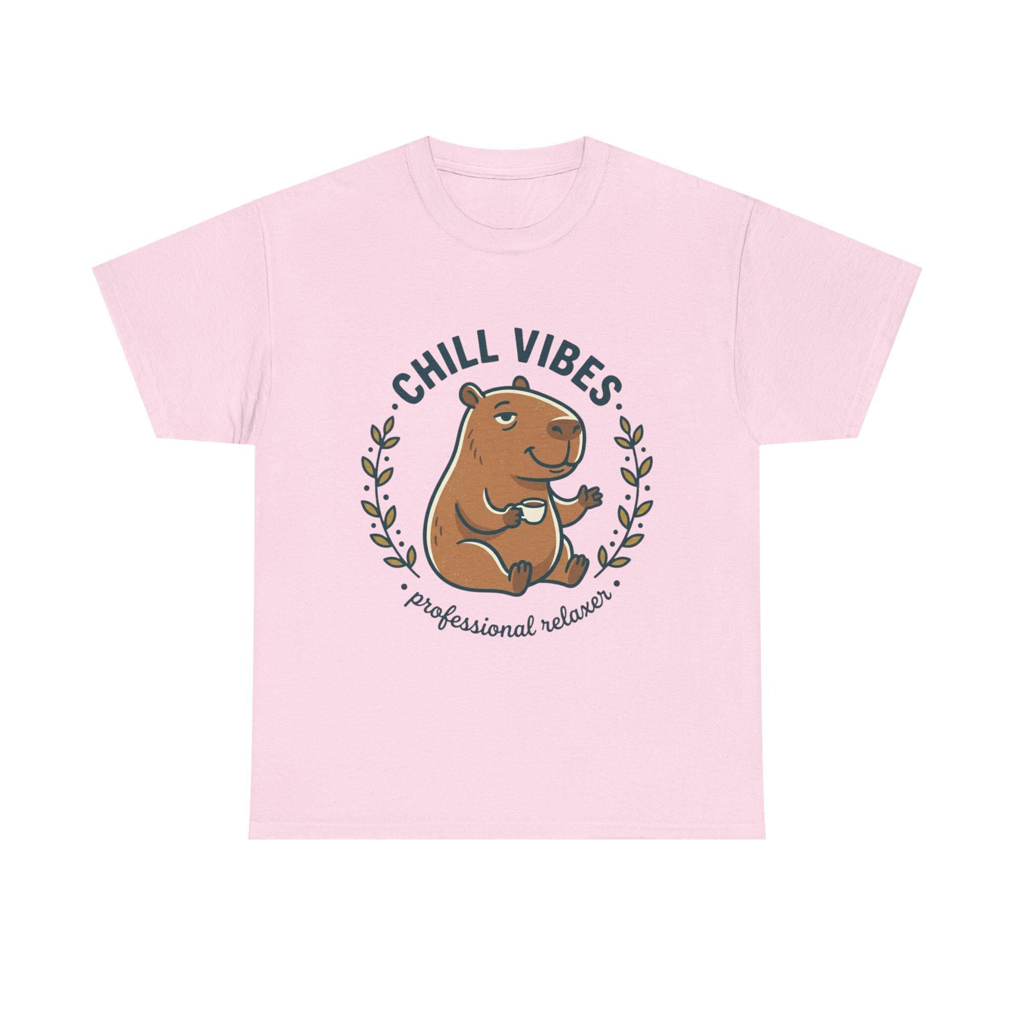 Capybara Chill Vibes Tee | Relaxing Capybara Illustration, Casual Animal Shirt