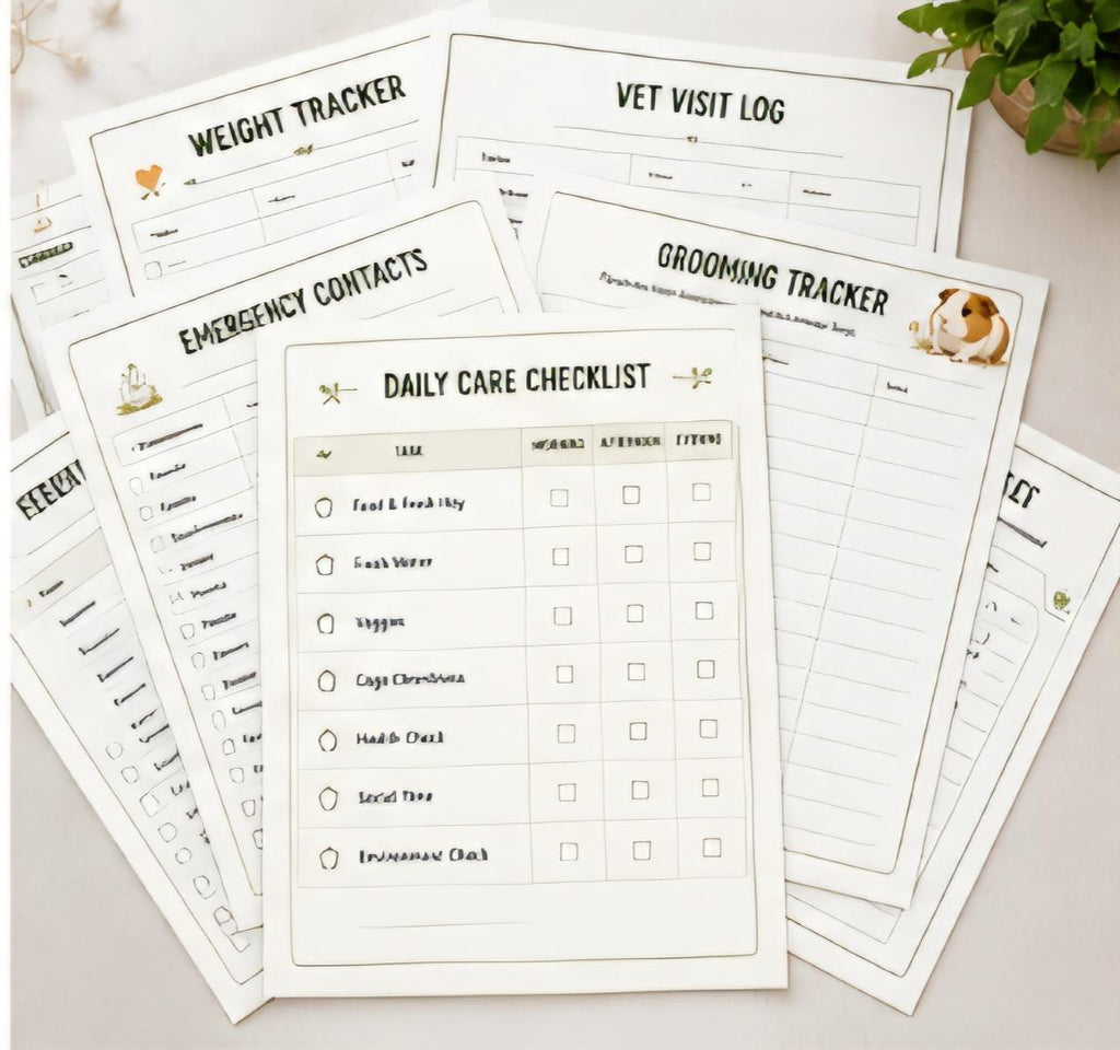 Guinea Pig Health and Care Planner Bundle, Daily Feeding Weight Tracker (Digital Download)