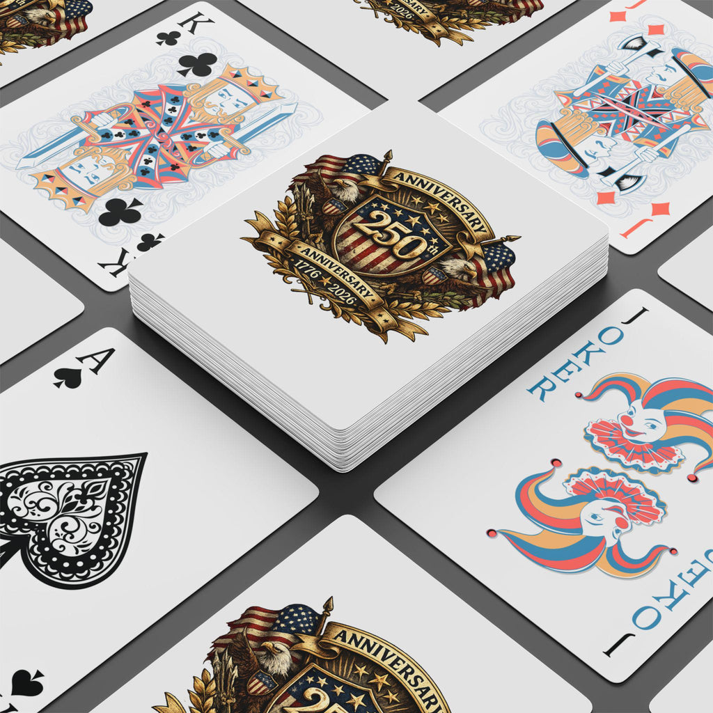250th Anniversary Patriotic Shield Poker Playing Cards 1776 2026, Excellent Gift!