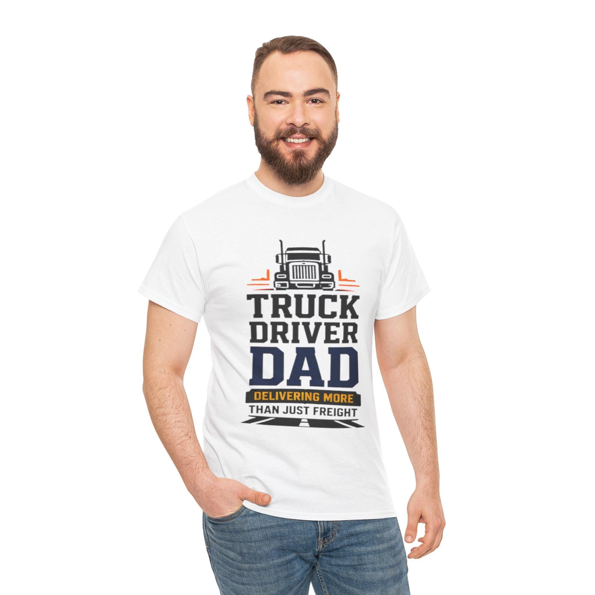 Truck Driver Dad T-Shirt | Heavyweight Cotton, Long-Haul Life Graphic, Excellent Gift!