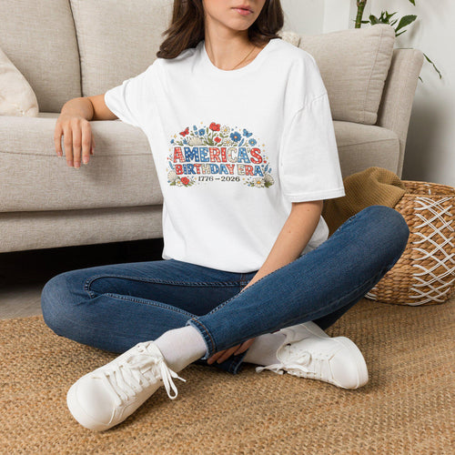 America's Birthday Era T-Shirt | Patriotic Floral Tee 1776-2026, Excellent Gift!