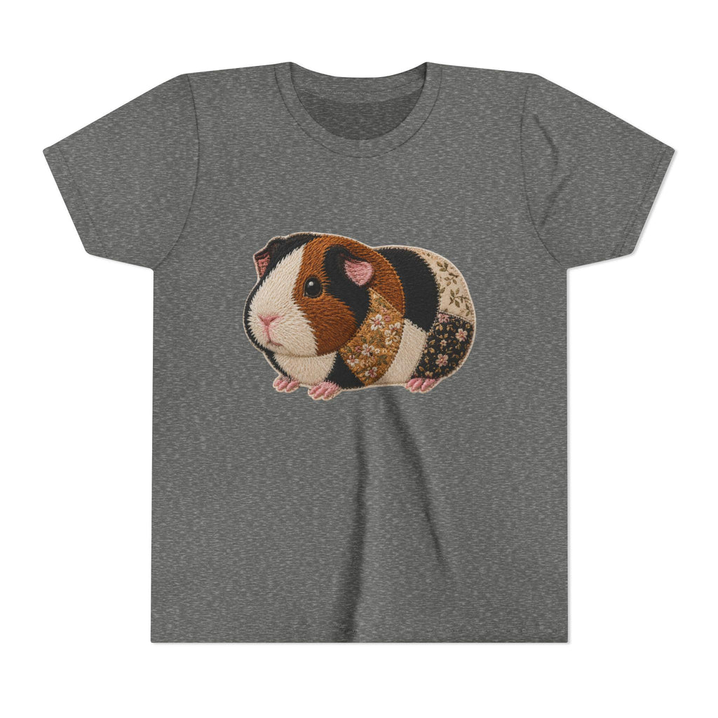 Patchwork Guinea Pig Youth Tee | Embroidered Style Quilted Shirt, Excellent Gift!