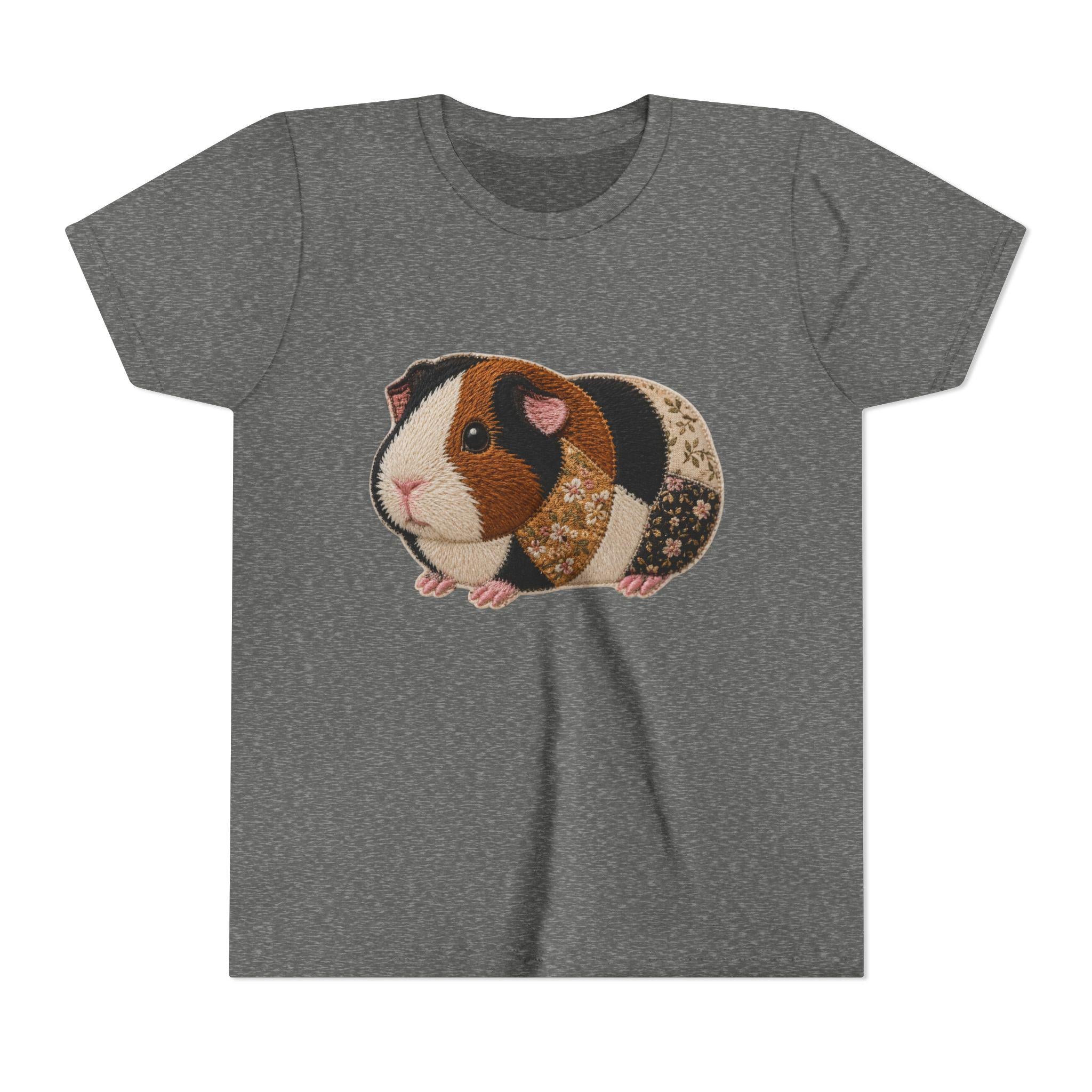 Patchwork Guinea Pig Youth Tee | Embroidered Style Quilted Shirt, Excellent Gift!