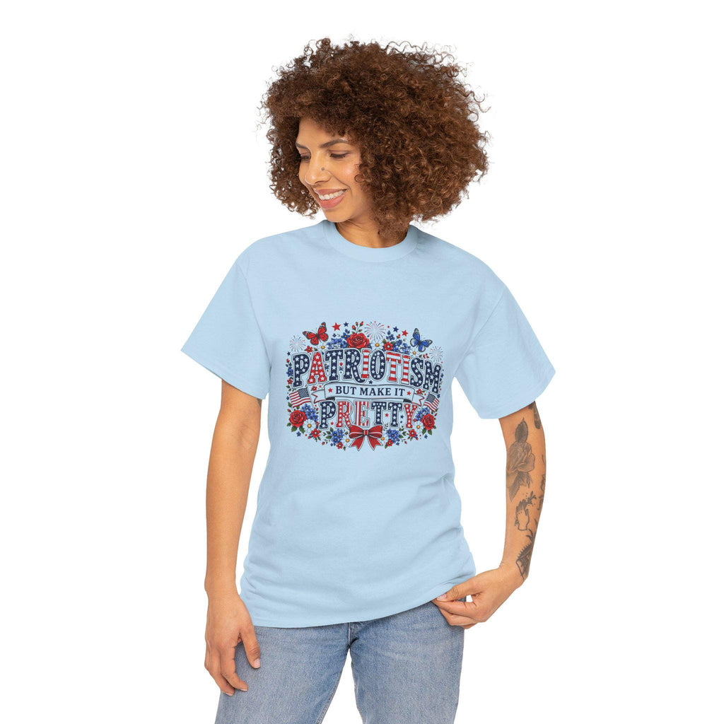 Patriotic Floral Typography Tee | Red White Blue Stars, 250th Anniversary USA, Excellent Gift!