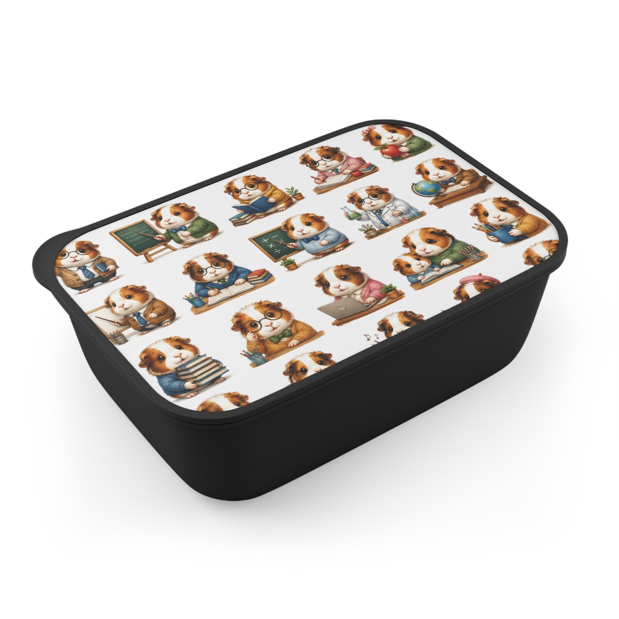 PLA Bento Box with Scholarly Guinea Pig Pattern, Includes Utensils, Excellent Gift!