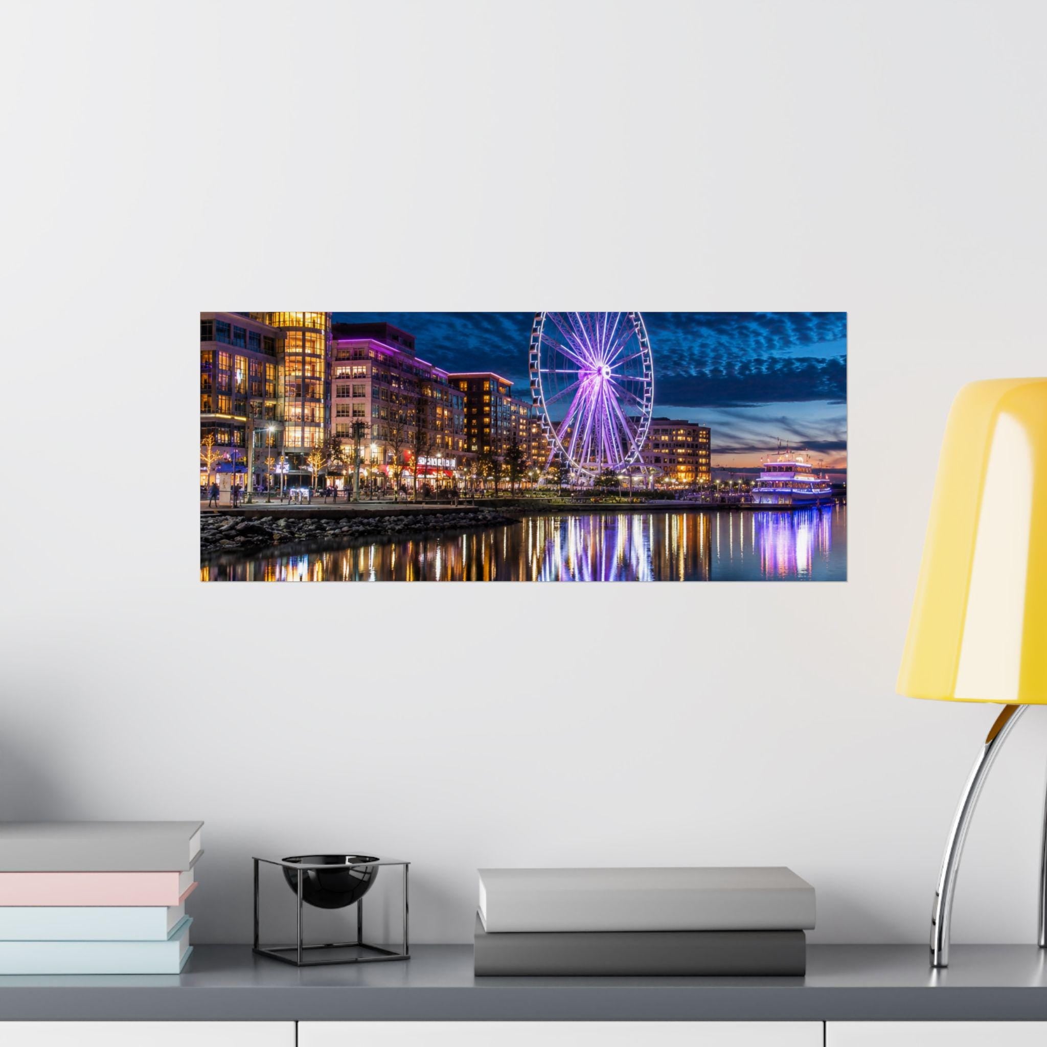 National Harbor Waterfront Night Print, Capital Wheel Photography (Digital Download), Excellent Gift!