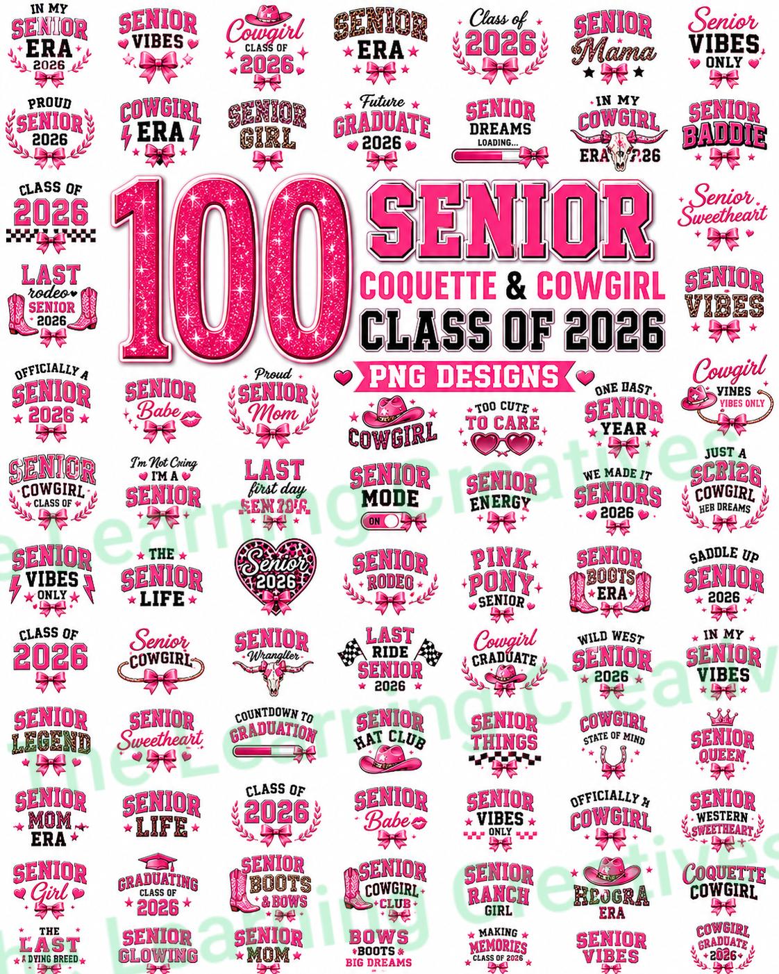 75 Senior Cowgirl 2027 PNG Bundle, Class of 2027 Coquette PNG, Pink Western Senior Designs, Graduation Shirt PNG, Cowgirl Graduate Clipart