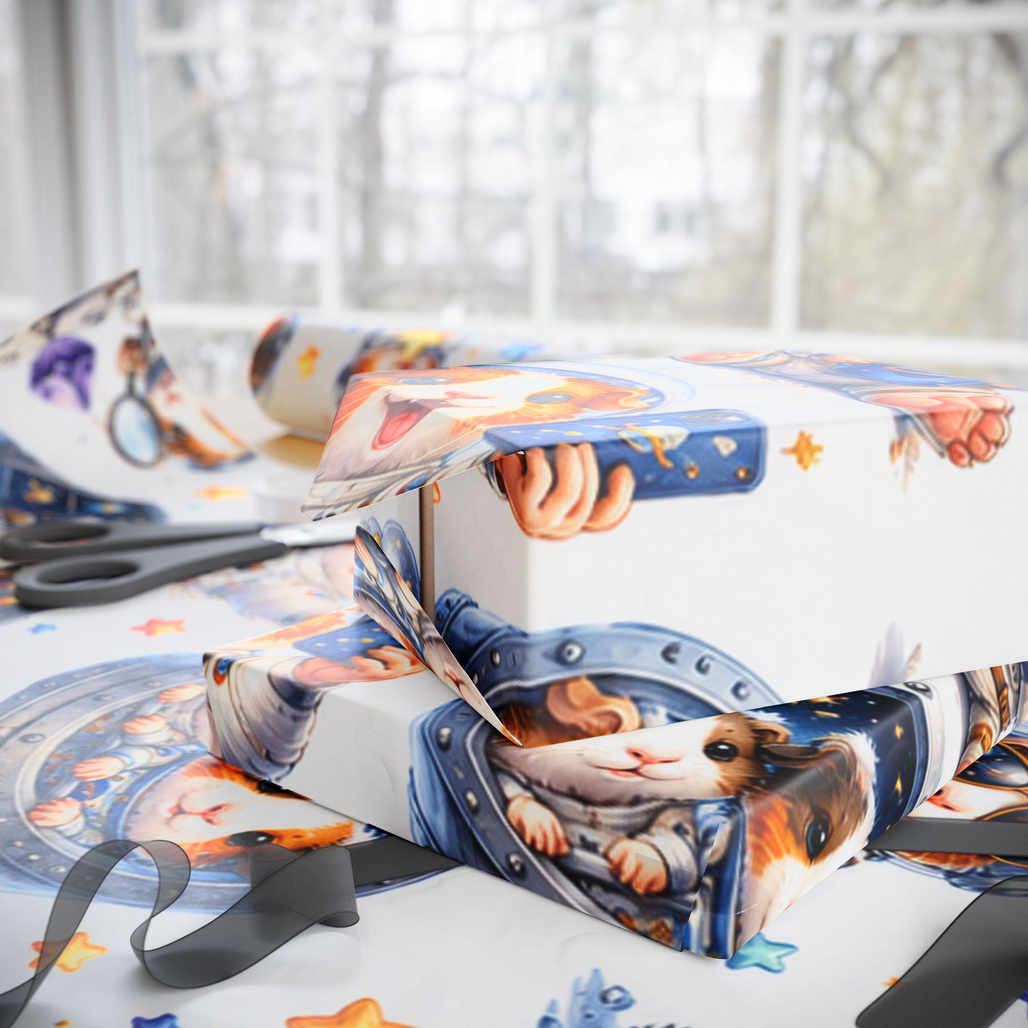 Space Guinea Pig Wrapping Paper | Astronaut Whimsical Gift Wrap, Excellent Gift!