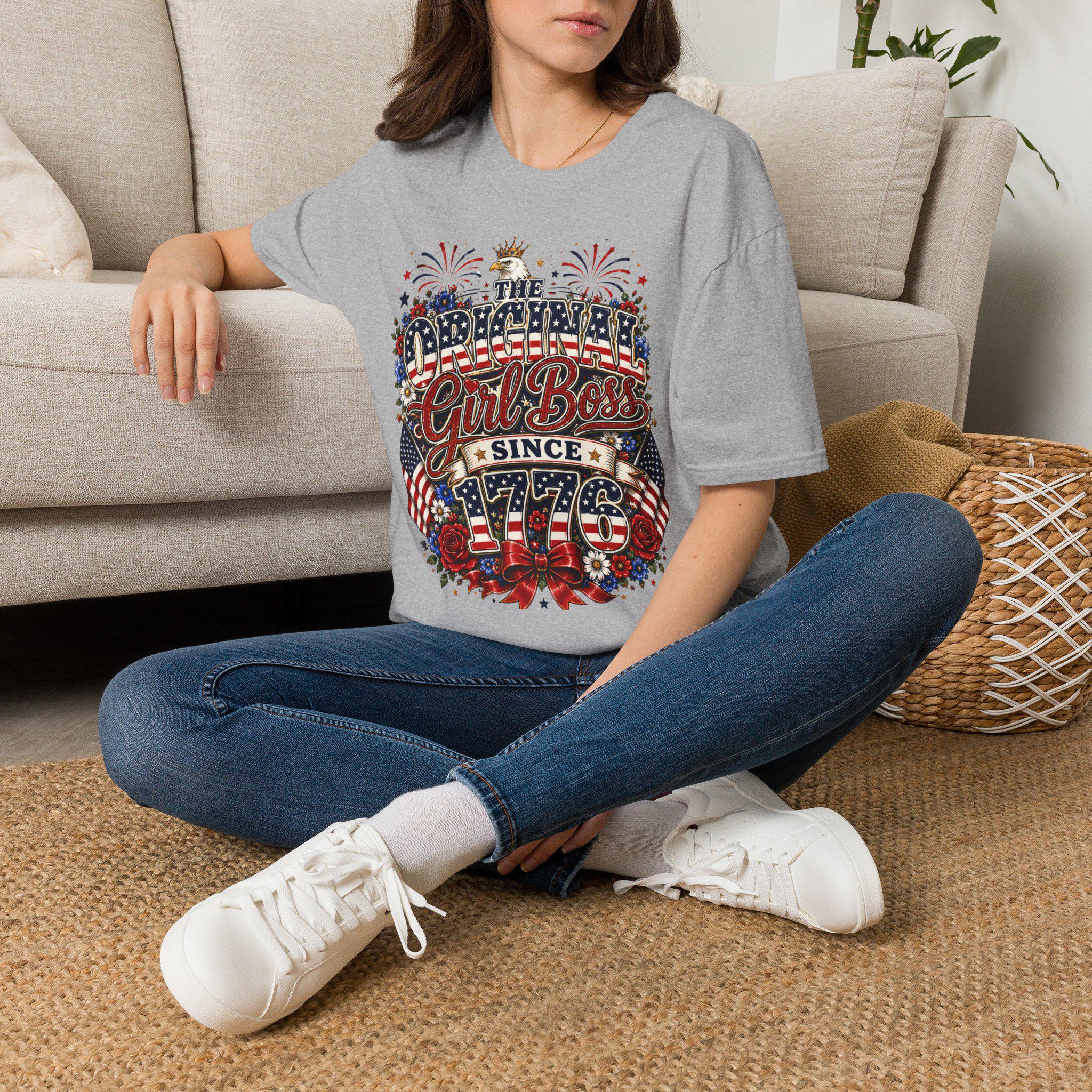 Original Girl Boss T-Shirt | Patriotic 1776 Stars Stripes Graphic Tee, Excellent Gift!