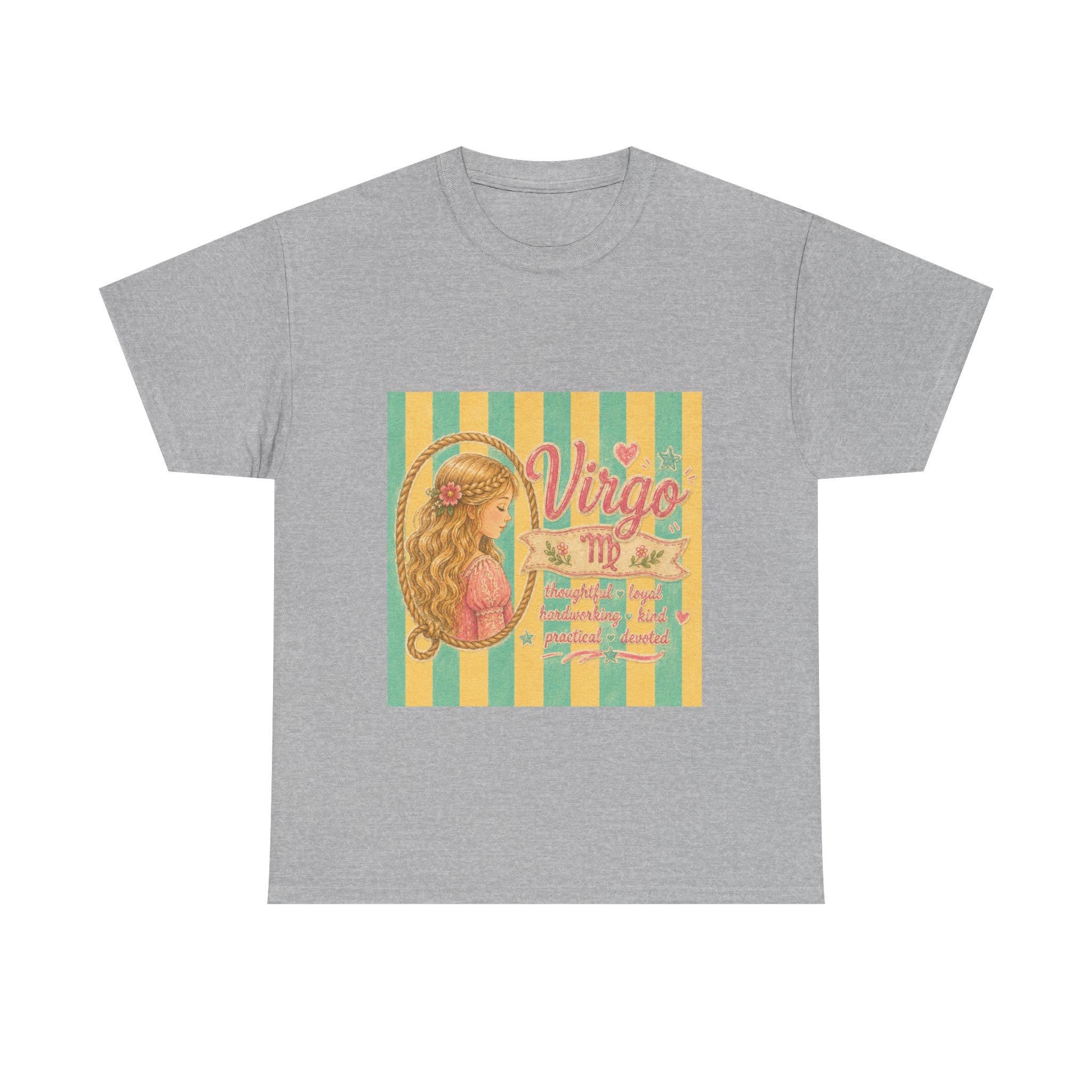 Virgo Zodiac Maiden Tee | Retro Striped Astrology Graphic Tee, Excellent Gift!