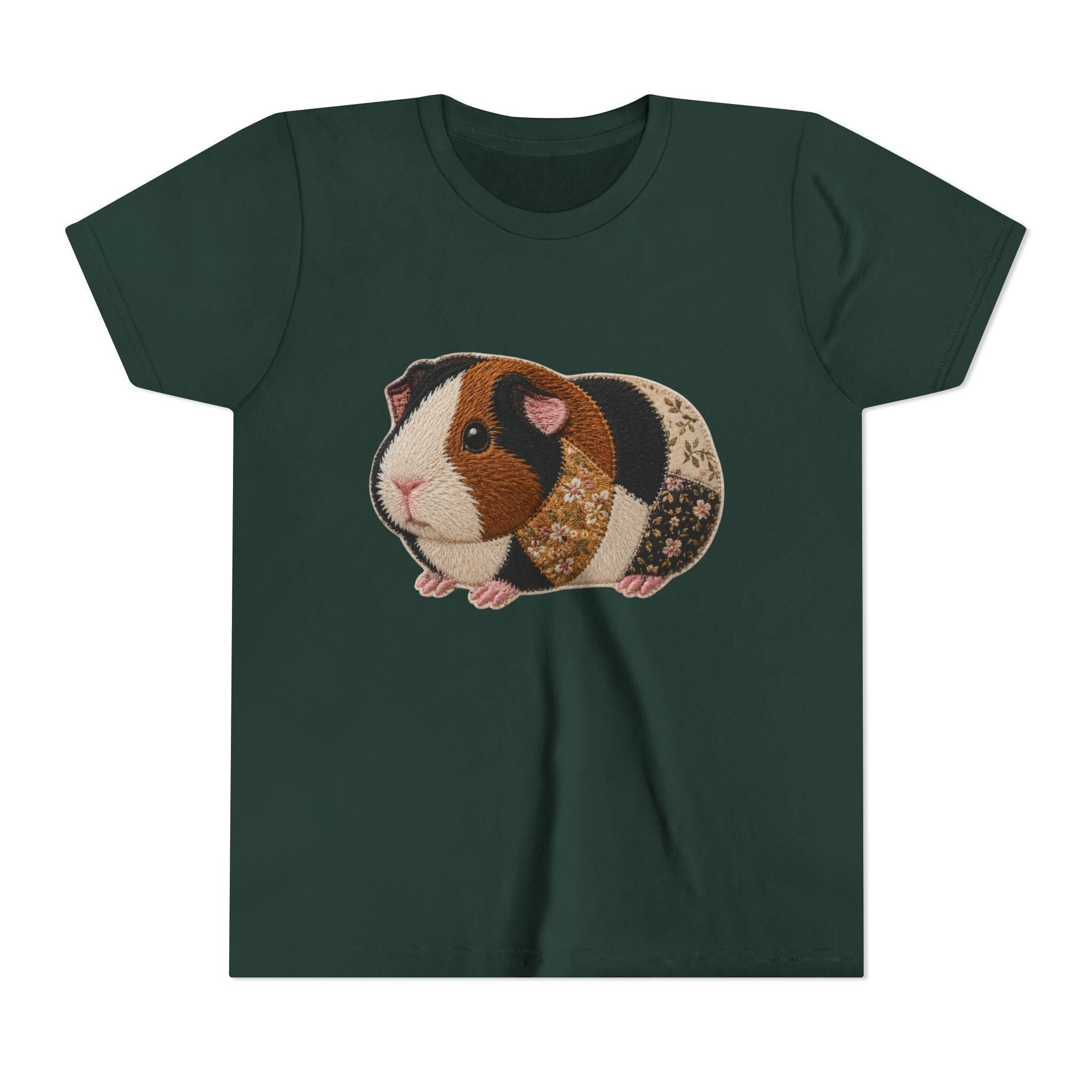 Patchwork Guinea Pig Youth Tee | Embroidered Style Quilted Shirt, Excellent Gift!