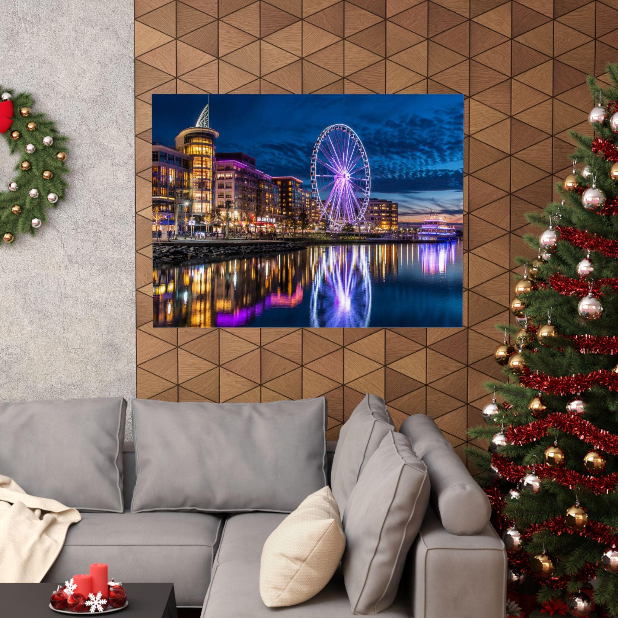 National Harbor Waterfront Night Print, Capital Wheel Photography (Digital Download), Excellent Gift!
