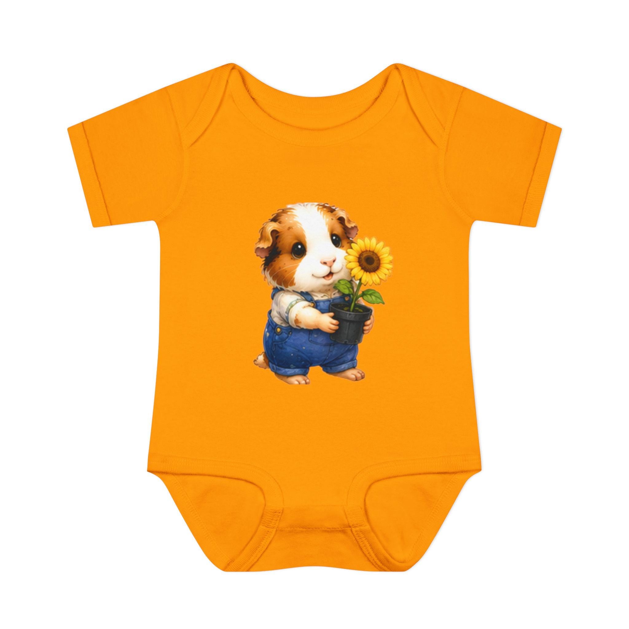 Guinea Pig Sunflower Infant Bodysuit | Garden Baby Onesie, Cotton Comfort, Excellent Gift!
