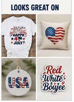100+ 4th of July PNG Clipart Bundle | Patriotic USA Graphics | American Flag Sublimation Designs | Commercial Use